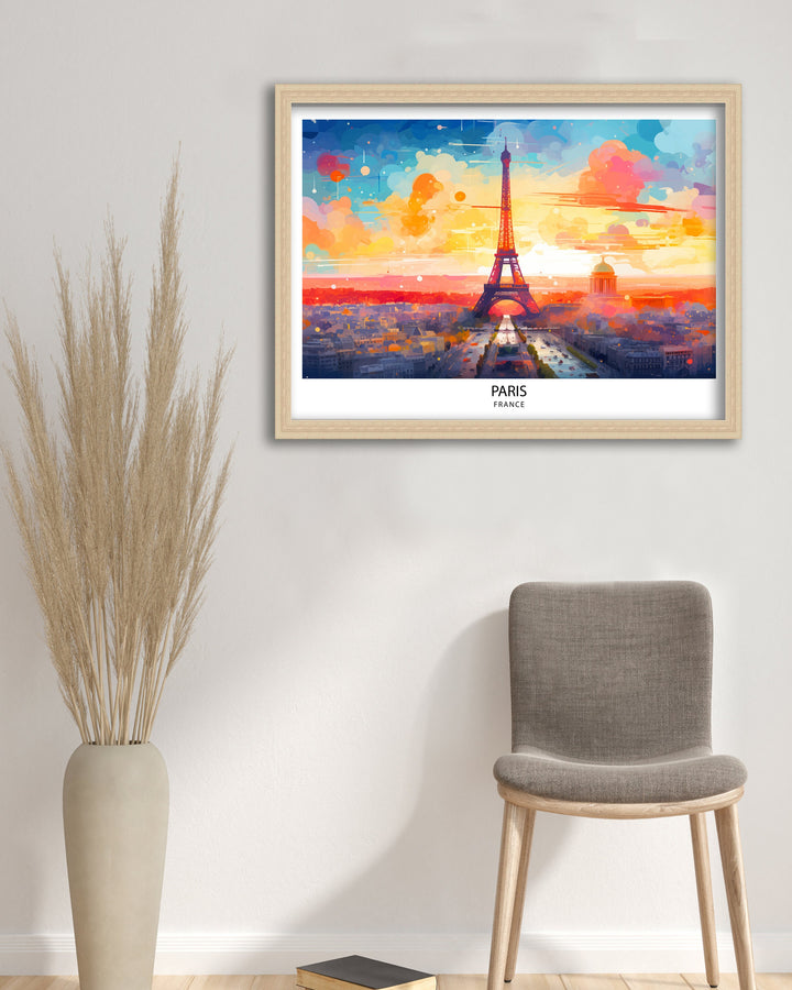 Paris Skyline Poster Iconic Cityscape Art Eiffel Tower Poster French Capital