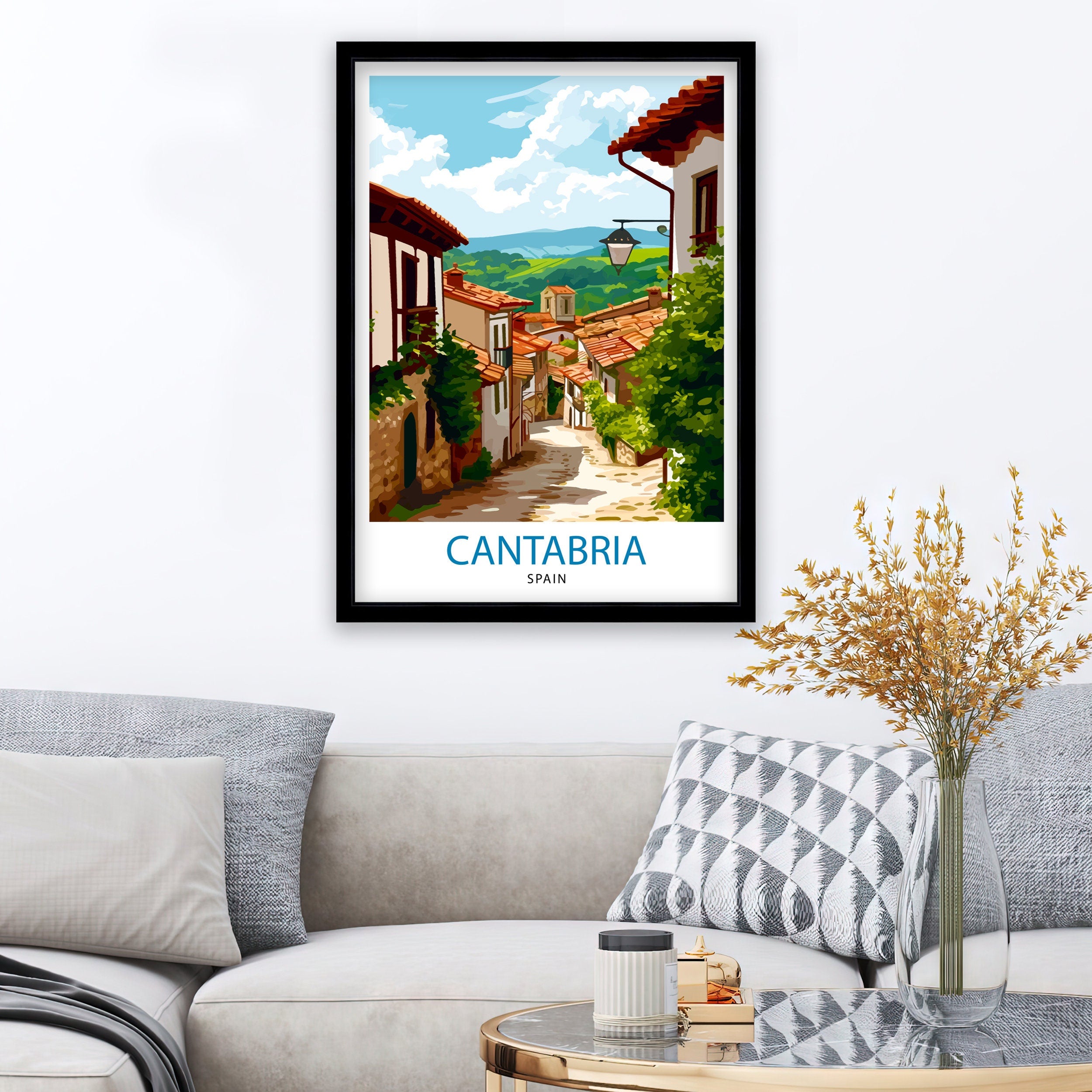Cantabria Spain Travel Print, Cantabria Wall Decor Cantabria Home Living Decor Cantabria Illustration Travel Poster Gift for Cantabria Spain