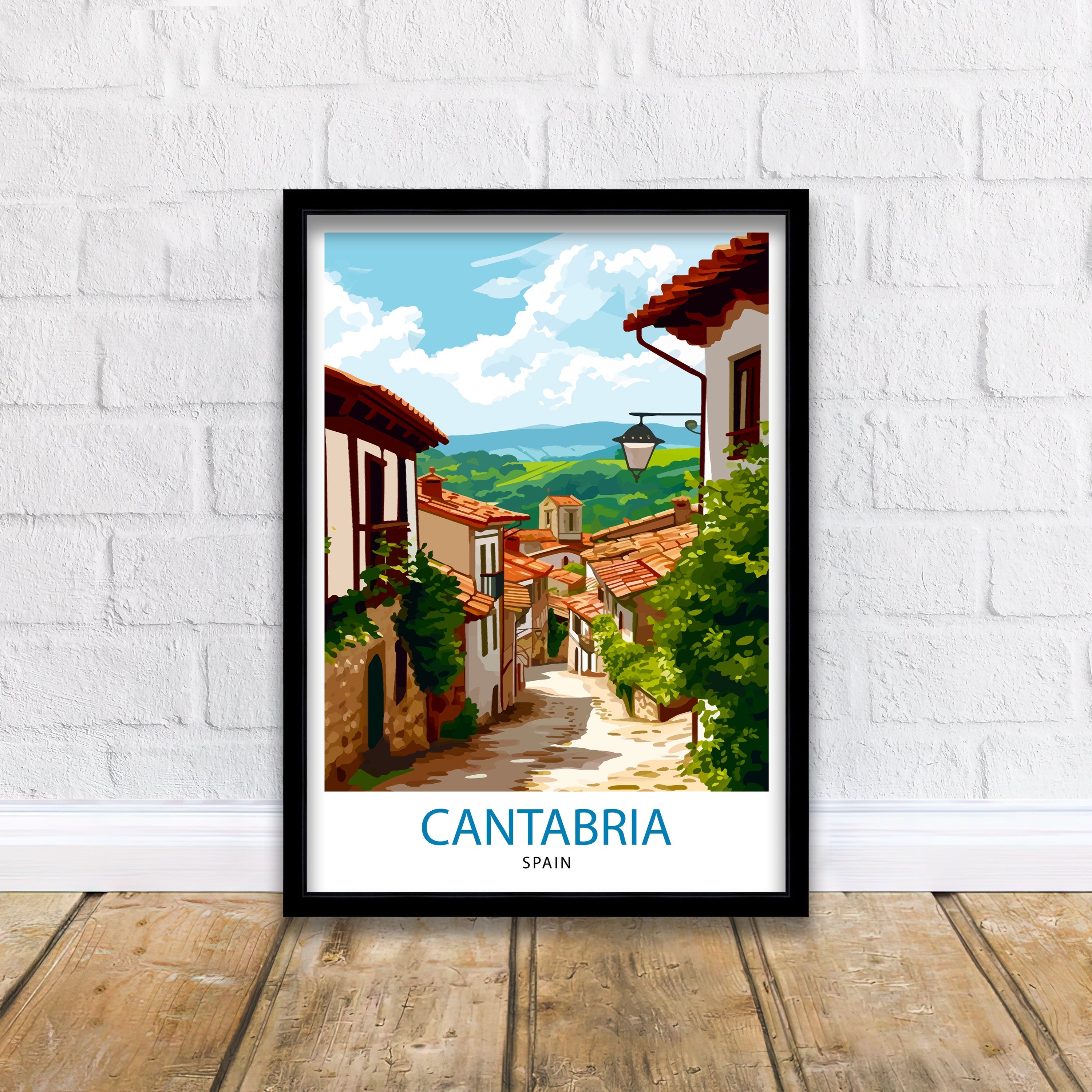 Cantabria Spain Travel Print, Cantabria Wall Decor Cantabria Home Living Decor Cantabria Illustration Travel Poster Gift for Cantabria Spain