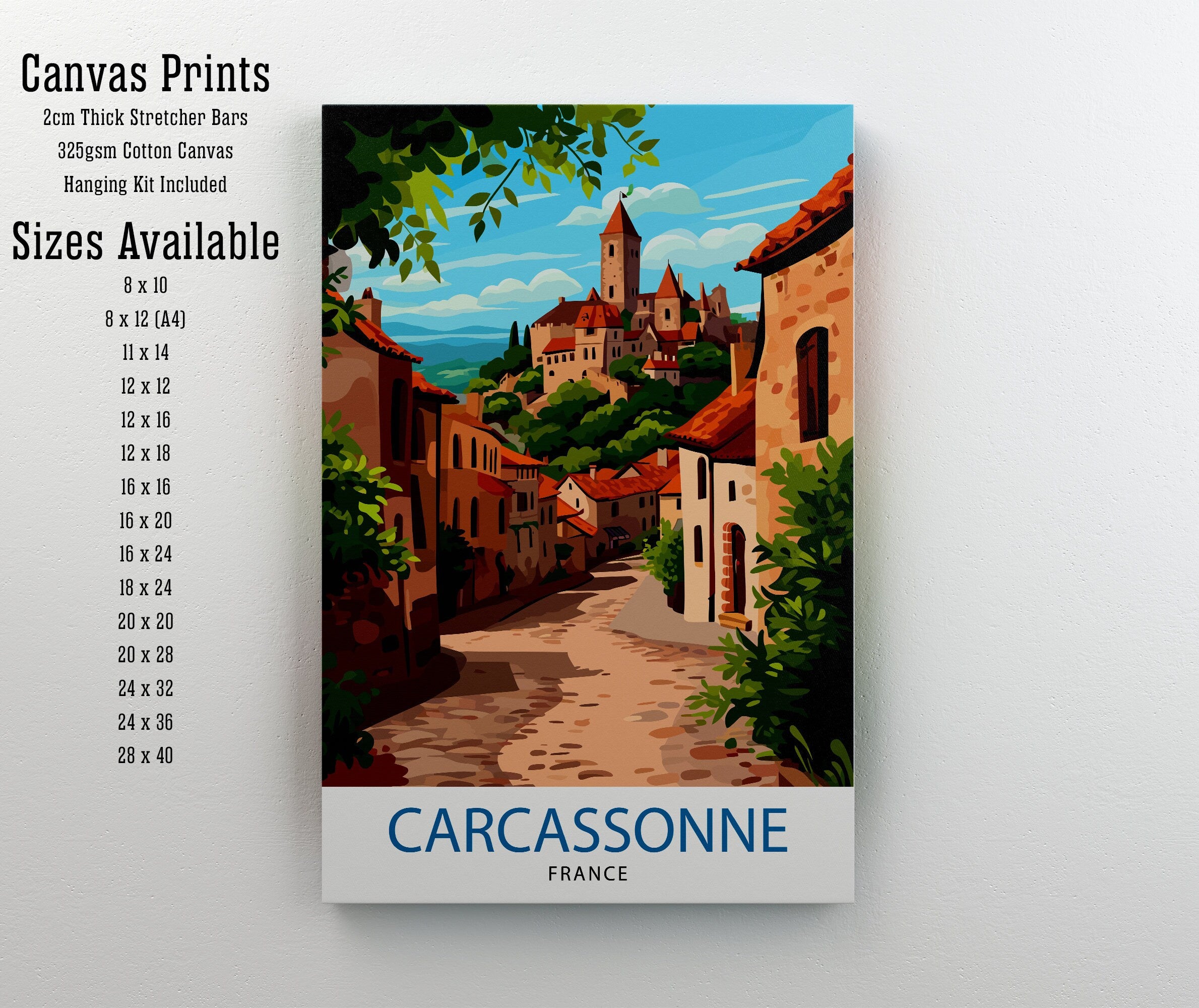 Carcassonne France Travel Print Carcassonne Wall Decor Carcassonne Poster France Travel Prints Carcassonne Art Print Carcassonne