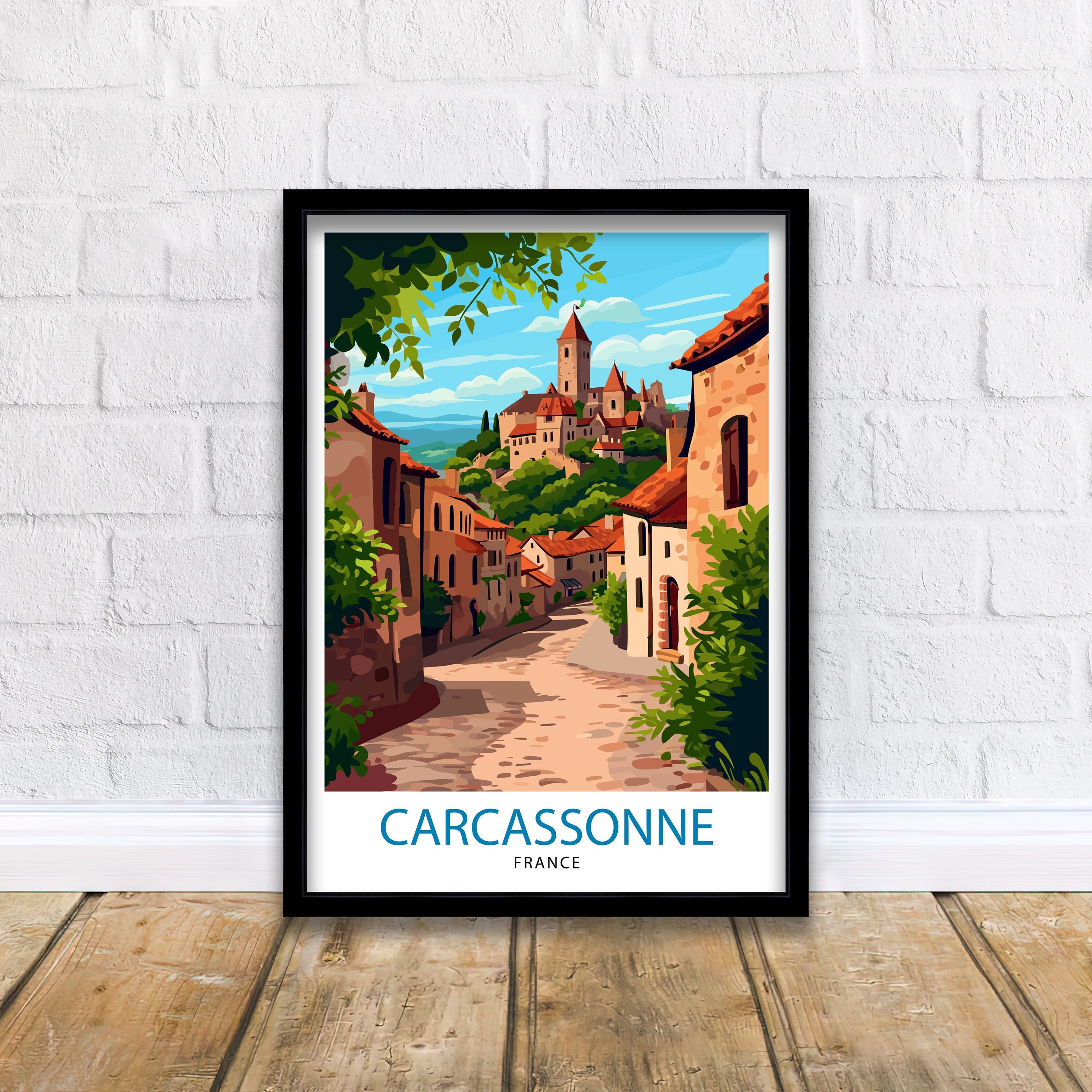 Carcassonne France Travel Print Carcassonne Wall Decor Carcassonne Poster France Travel Prints Carcassonne Art Print Carcassonne