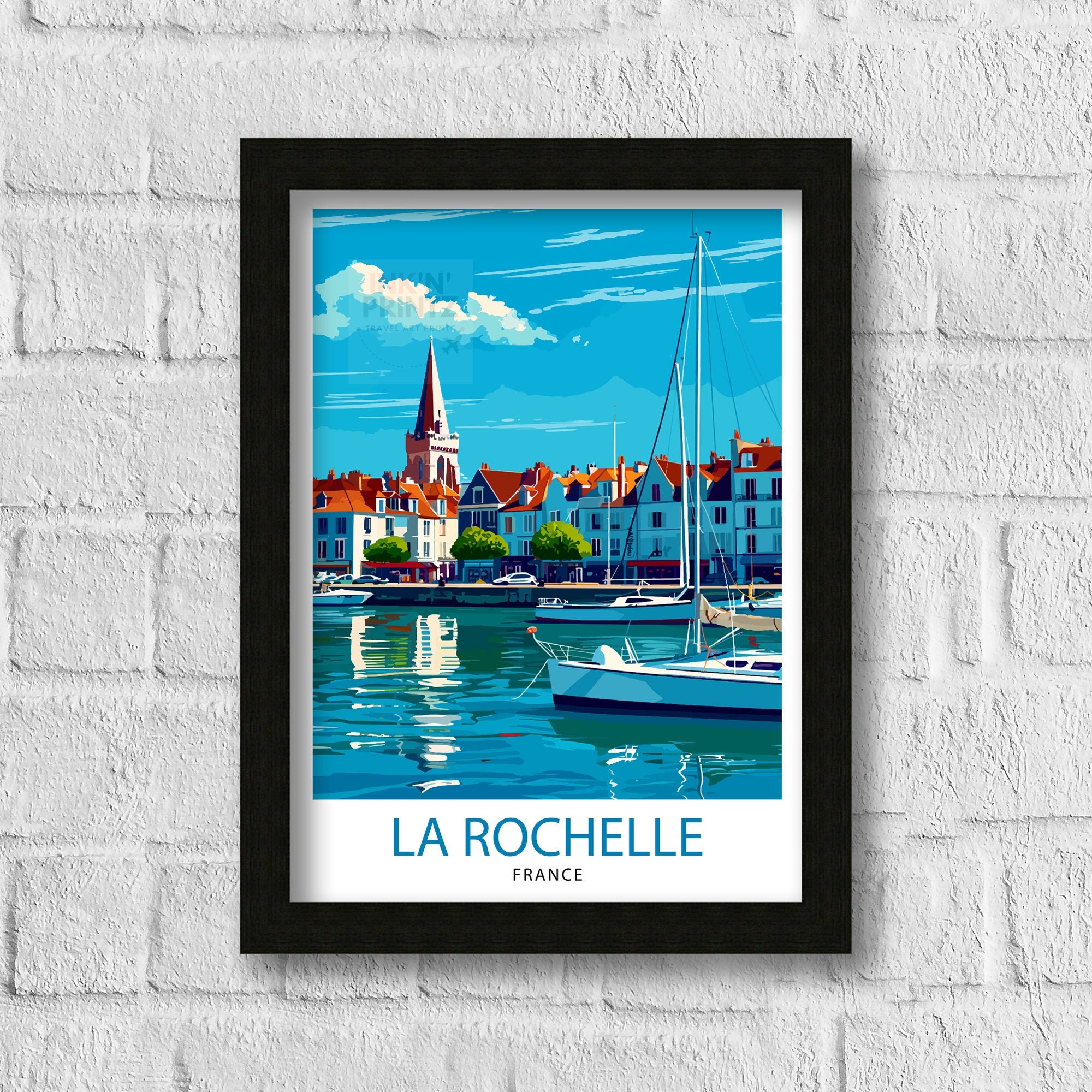 La Rochelle Travel Print La Rochelle Wall Decor France Illustration Travel Poster Gift for La Rochelle Home Decor