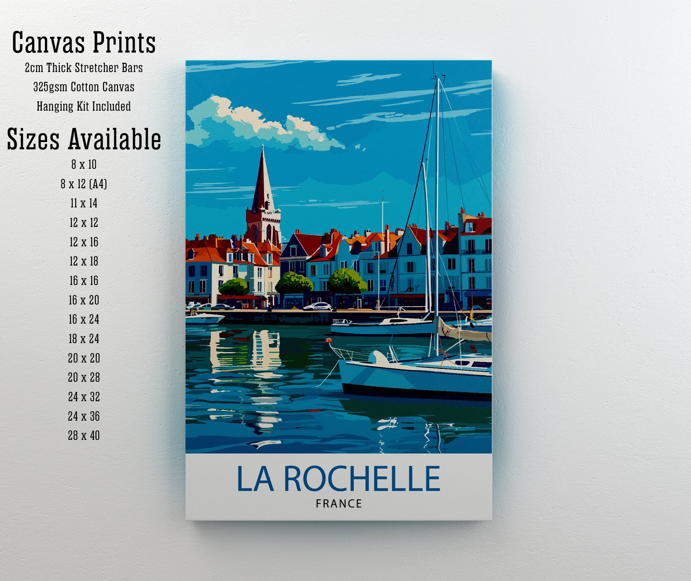 La Rochelle Travel Print La Rochelle Wall Decor France Illustration Travel Poster Gift for La Rochelle Home Decor