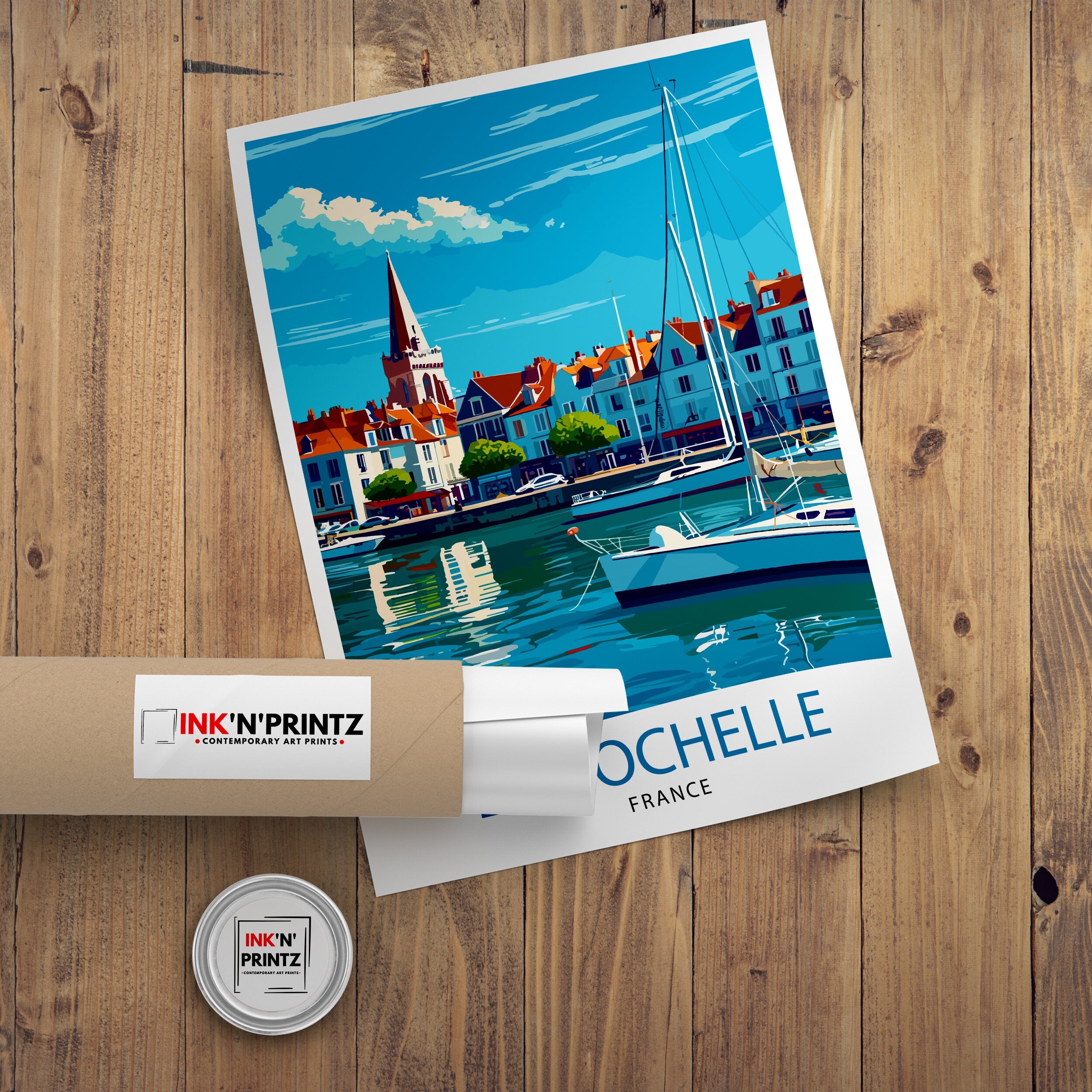 La Rochelle Travel Print La Rochelle Wall Decor France Illustration Travel Poster Gift for La Rochelle Home Decor