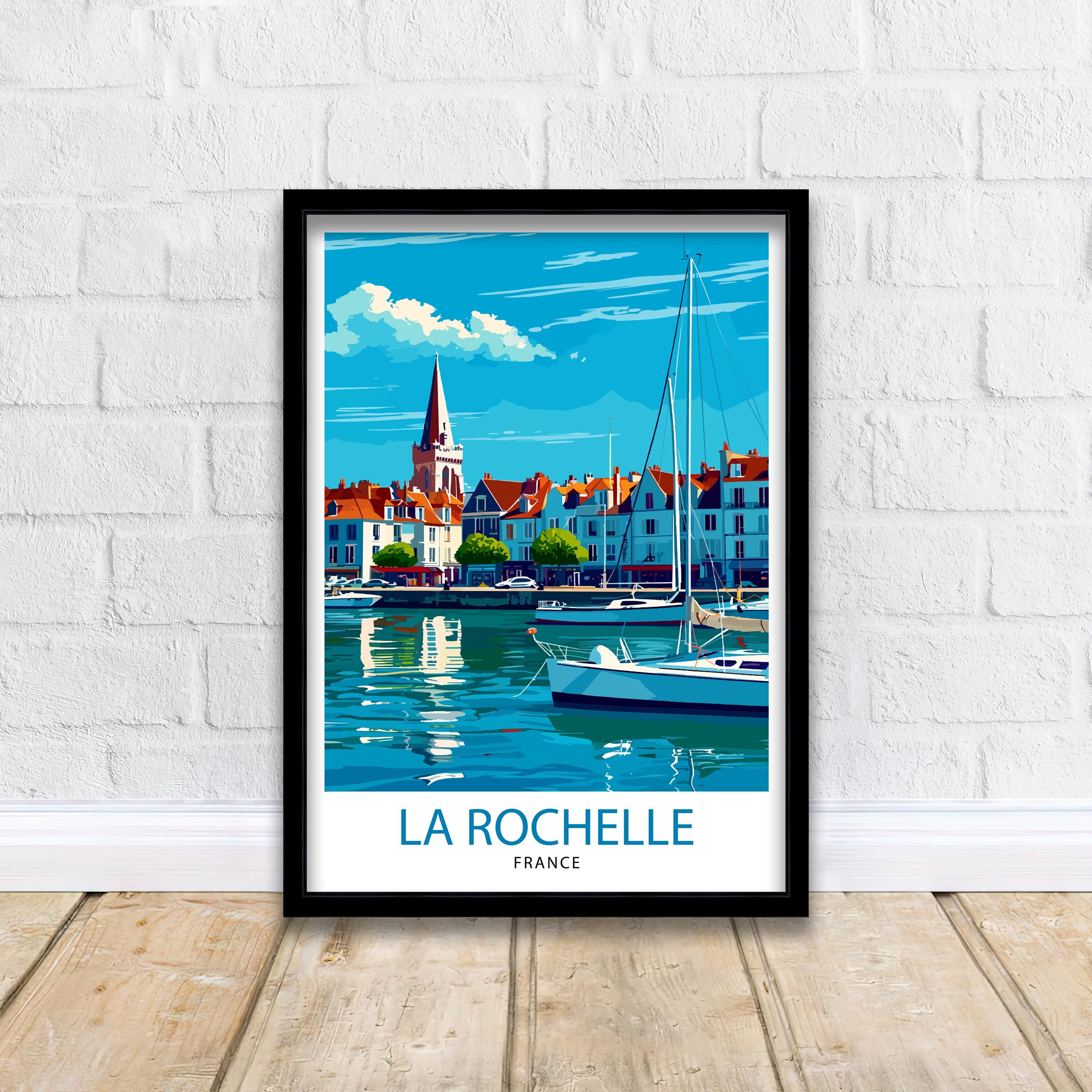 La Rochelle Travel Print La Rochelle Wall Decor France Illustration Travel Poster Gift for La Rochelle Home Decor