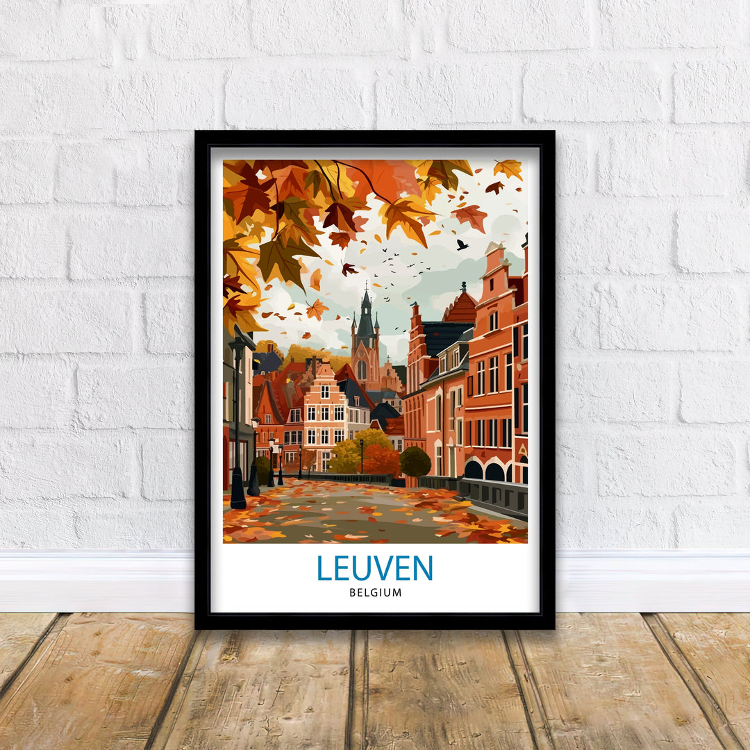 Leuven Belgium Travel Poster Leuven Wall Art Leuven Home Decor Leuven Illustration Travel Poster Gift For Leuven Belgium Home Decor