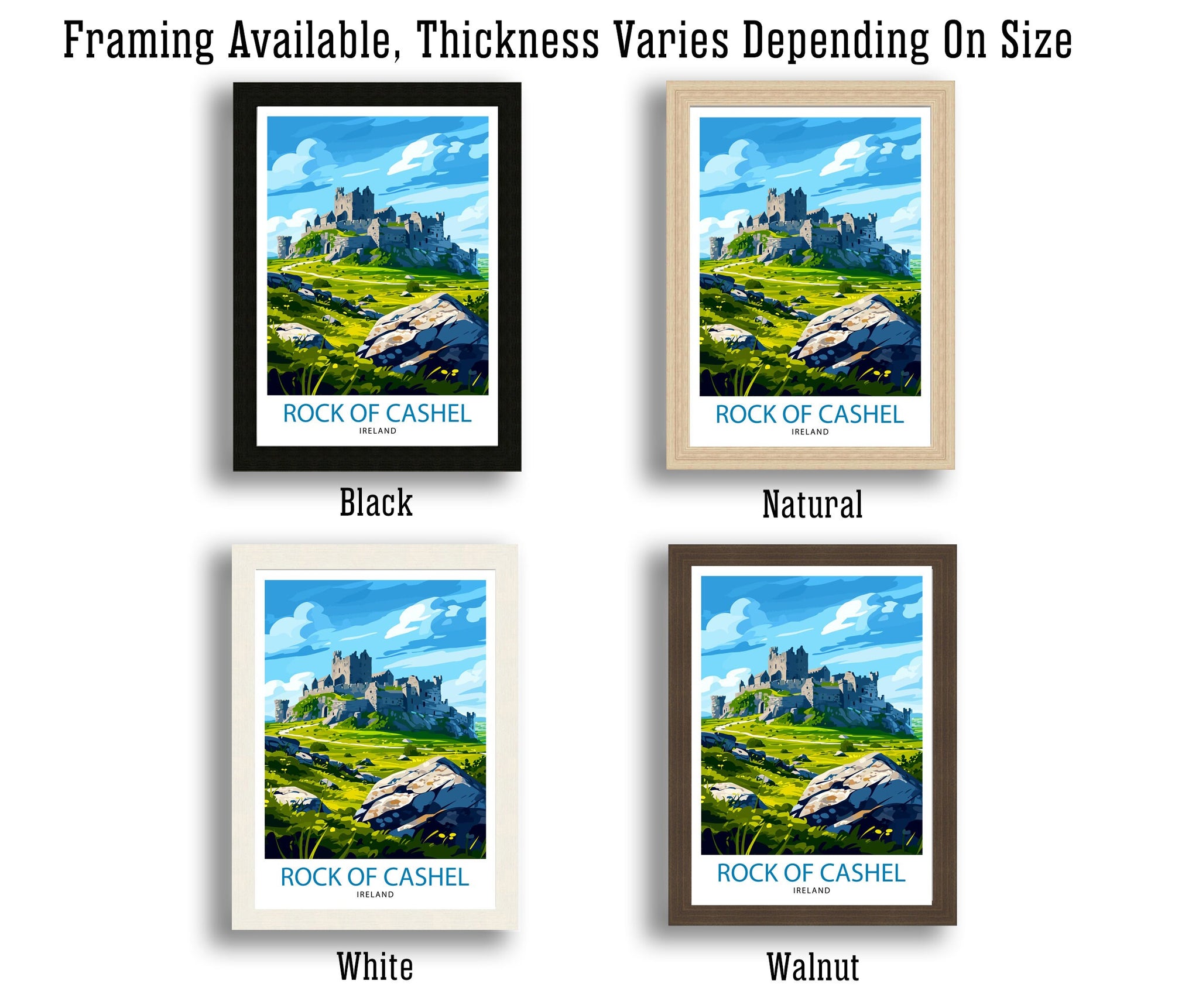 Rock of Cashel Ireland Print Historic Castle Art Irish Landmark Poster Medieval Architecture Wall Decor Tipperary Heritage Illustration
