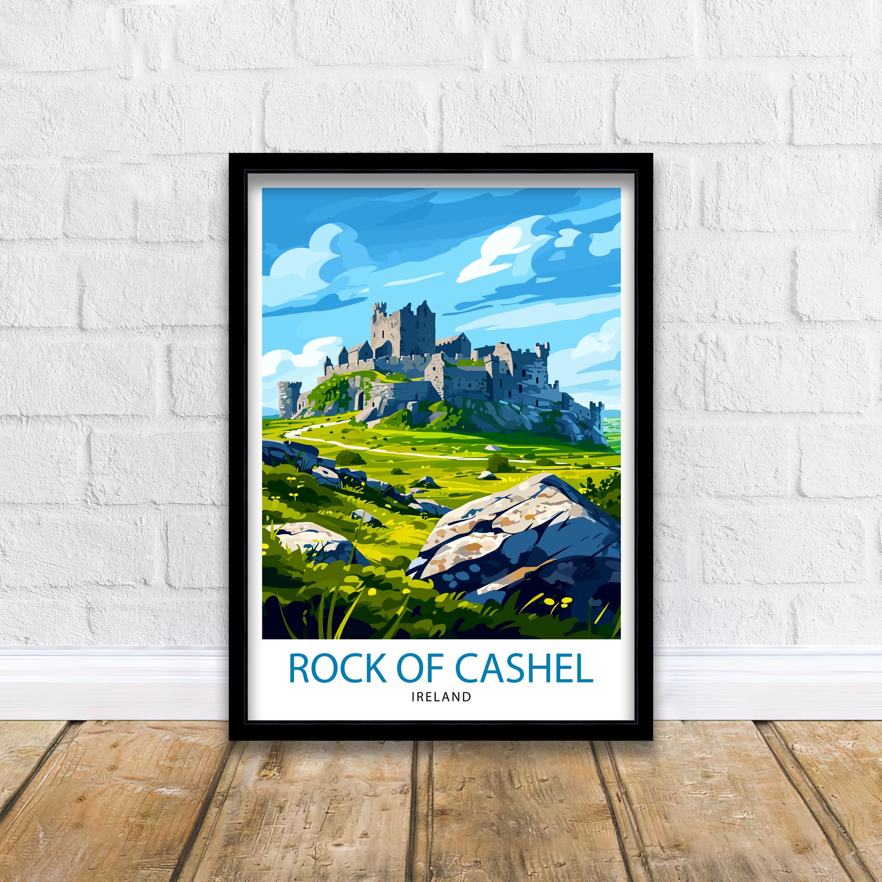 Rock of Cashel Ireland Print Historic Castle Art Irish Landmark Poster Medieval Architecture Wall Decor Tipperary Heritage Illustration