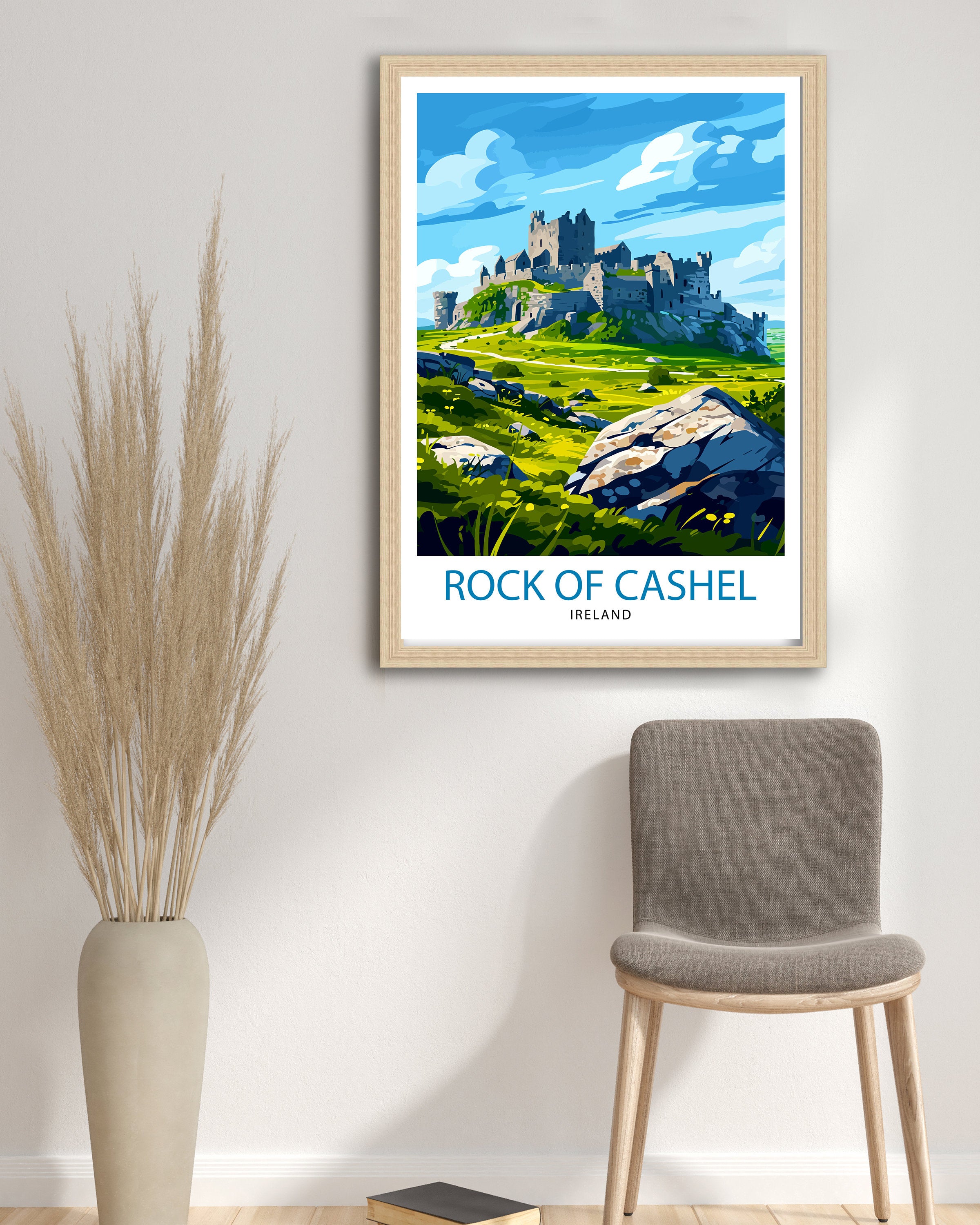 Rock of Cashel Ireland Print Historic Castle Art Irish Landmark Poster Medieval Architecture Wall Decor Tipperary Heritage Illustration