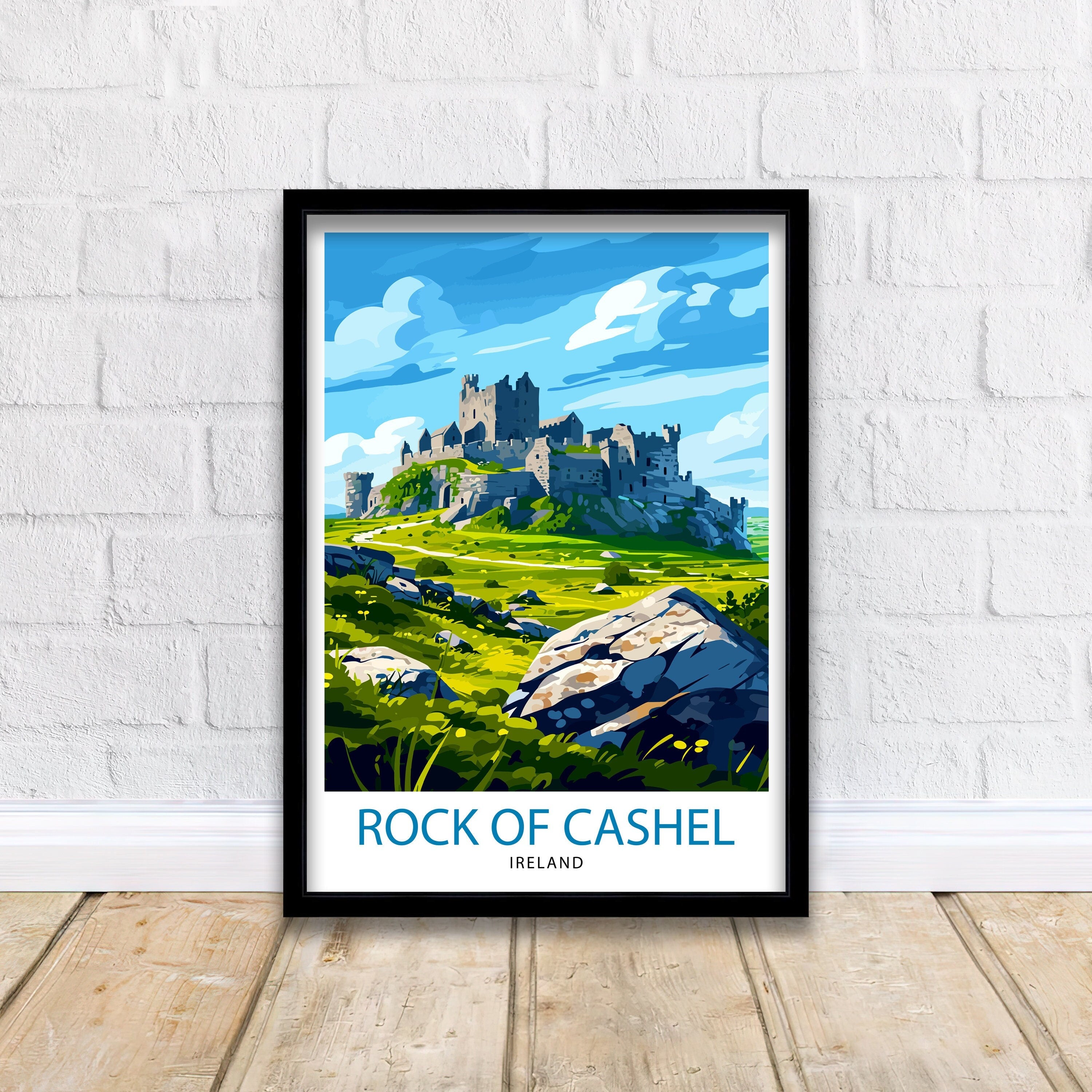 Rock of Cashel Ireland Print Historic Castle Art Irish Landmark Poster Medieval Architecture Wall Decor Tipperary Heritage Illustration