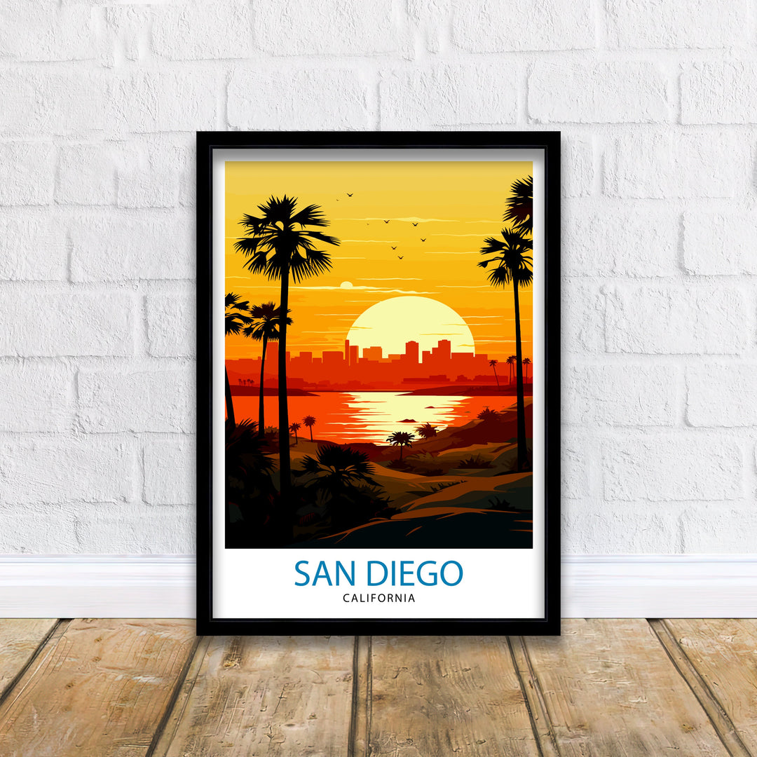 San Diego Travel Print| San Diego Wall Art California Illustration San Diego Travel Poster San Diego Home Decor San Diego Gift