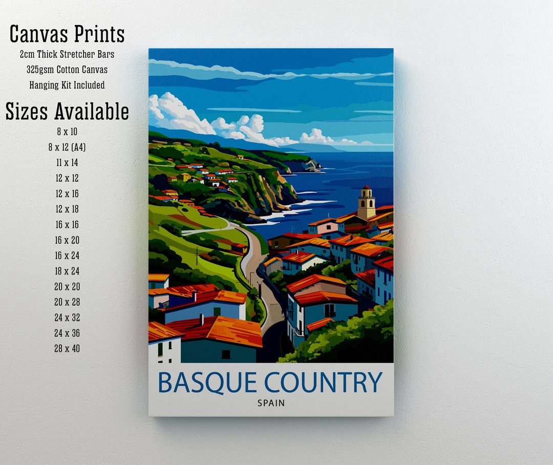 Basque Country Spain Art Basque Landscape Poster Euskadi Culture Wall Decor Northern Spain Scenery Heritage Illustration