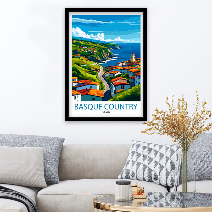 Basque Country Spain Art Basque Landscape Poster Euskadi Culture Wall Decor Northern Spain Scenery Heritage Illustration