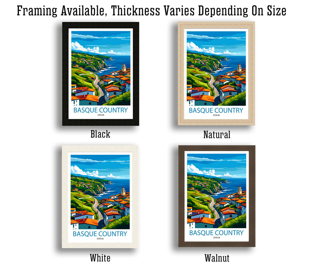 Basque Country Spain Art Basque Landscape Poster Euskadi Culture Wall Decor Northern Spain Scenery Heritage Illustration