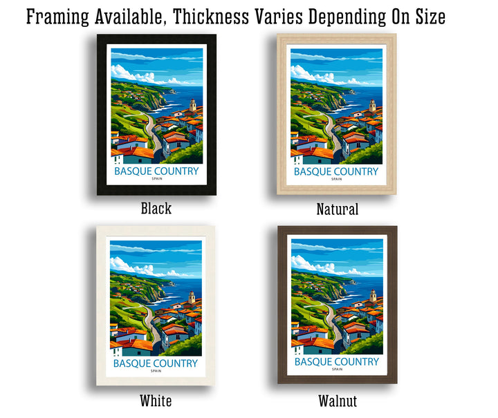 Basque Country Spain Art Basque Landscape Poster Euskadi Culture Wall Decor Northern Spain Scenery Heritage Illustration