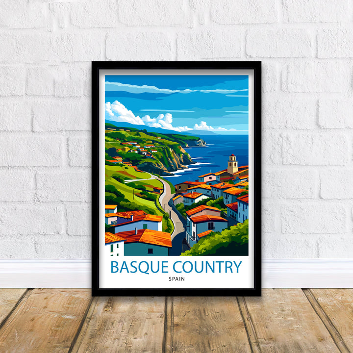 Basque Country Spain Art Basque Landscape Poster Euskadi Culture Wall Decor Northern Spain Scenery Heritage Illustration
