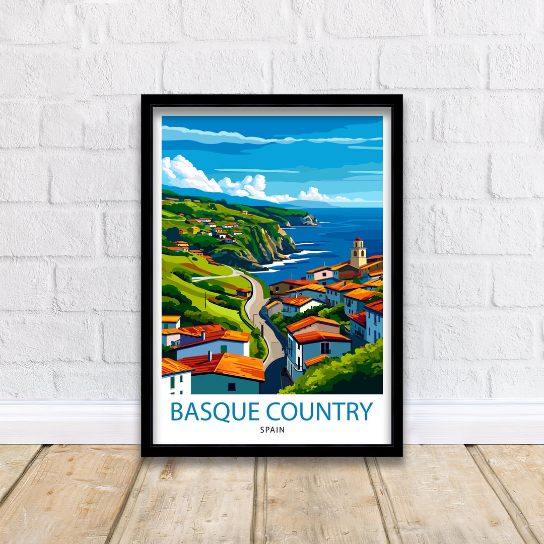Basque Country Spain Art Basque Landscape Poster Euskadi Culture Wall Decor Northern Spain Scenery Heritage Illustration