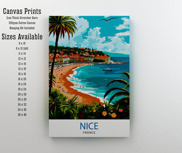 Nice France Travel Print Nice Wall Art Nice Illustration Travel Poster French Riviera Home Decor Gift for Travelers