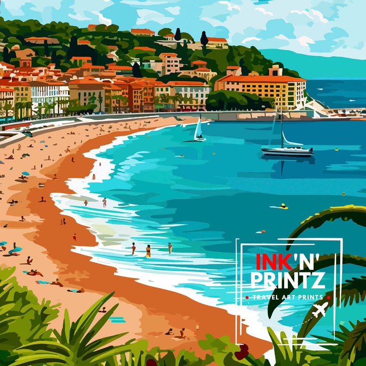 Nice France Travel Print Nice Wall Art Nice Illustration Travel Poster French Riviera Home Decor Gift for Travelers