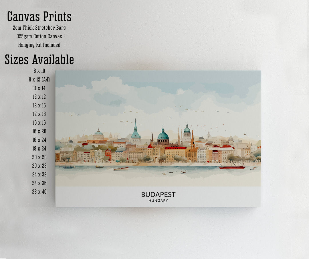 Budapest Hungary Poster Danube River Art Historic Cityscape Poster Hungarian Capital