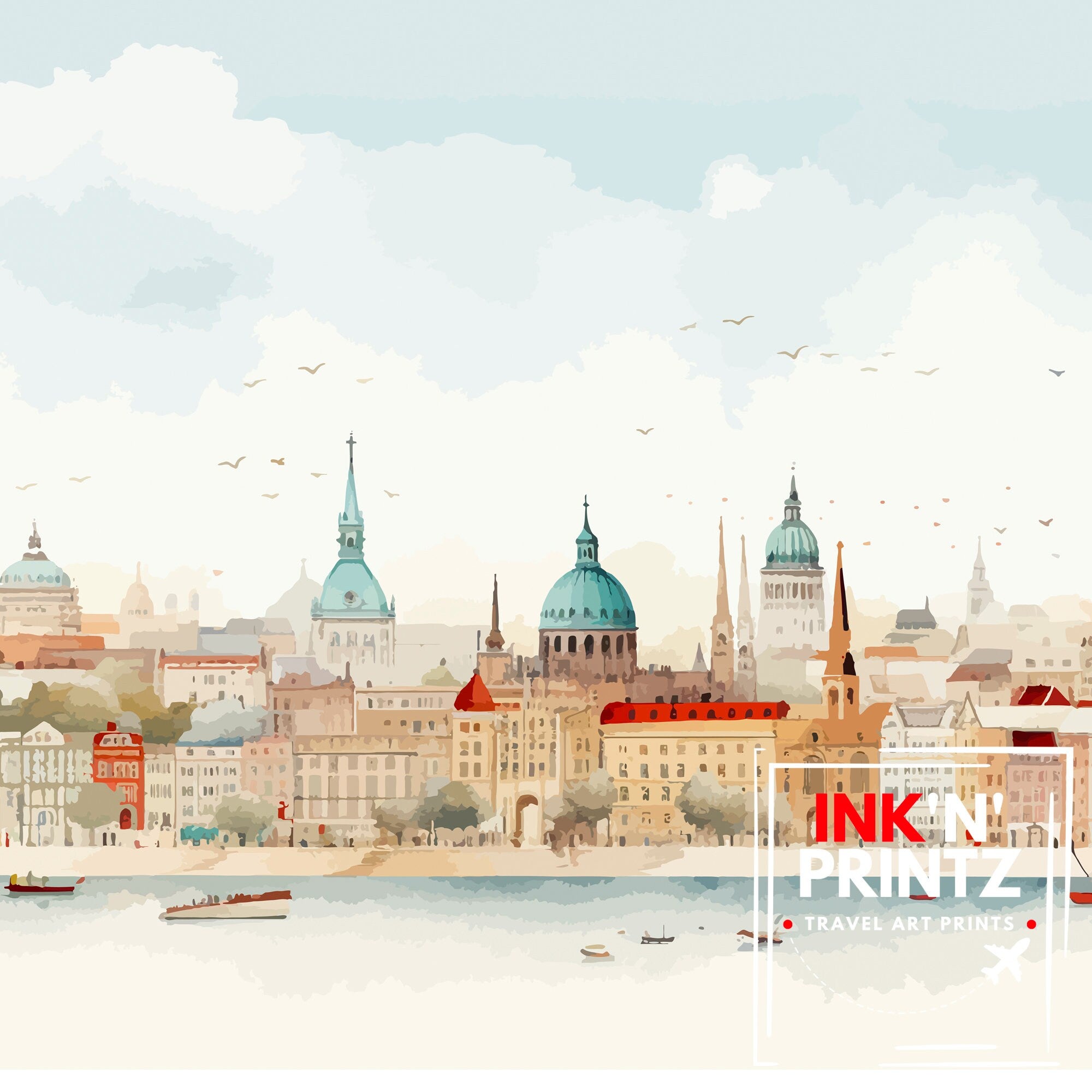Budapest Print, Hungary Danube River Cityscape Art