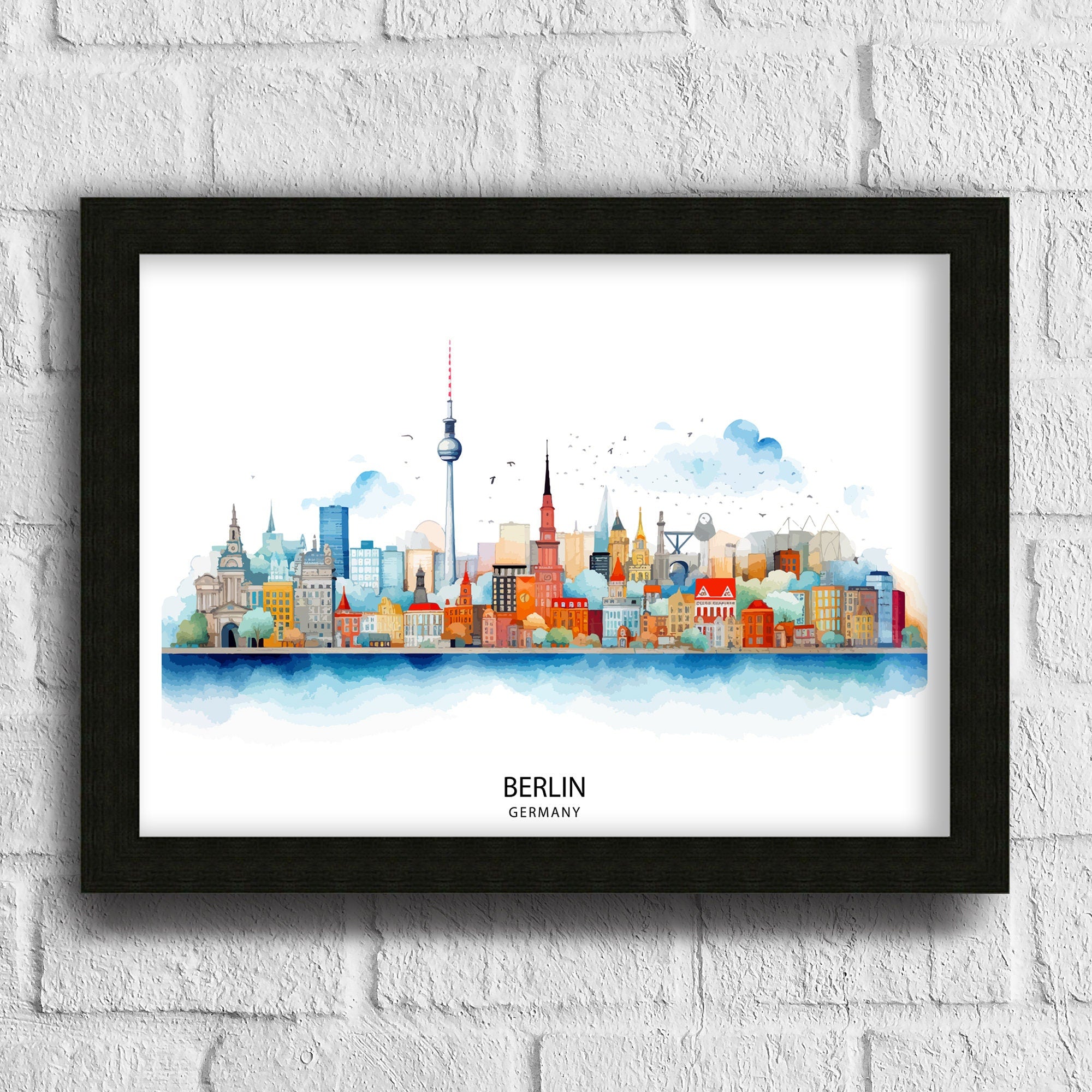 Berlin Germany Skyline Print Cityscape Art Architectural Highlights Poster Urban Skyline Wall Decor Capital City Illustration Contemporary