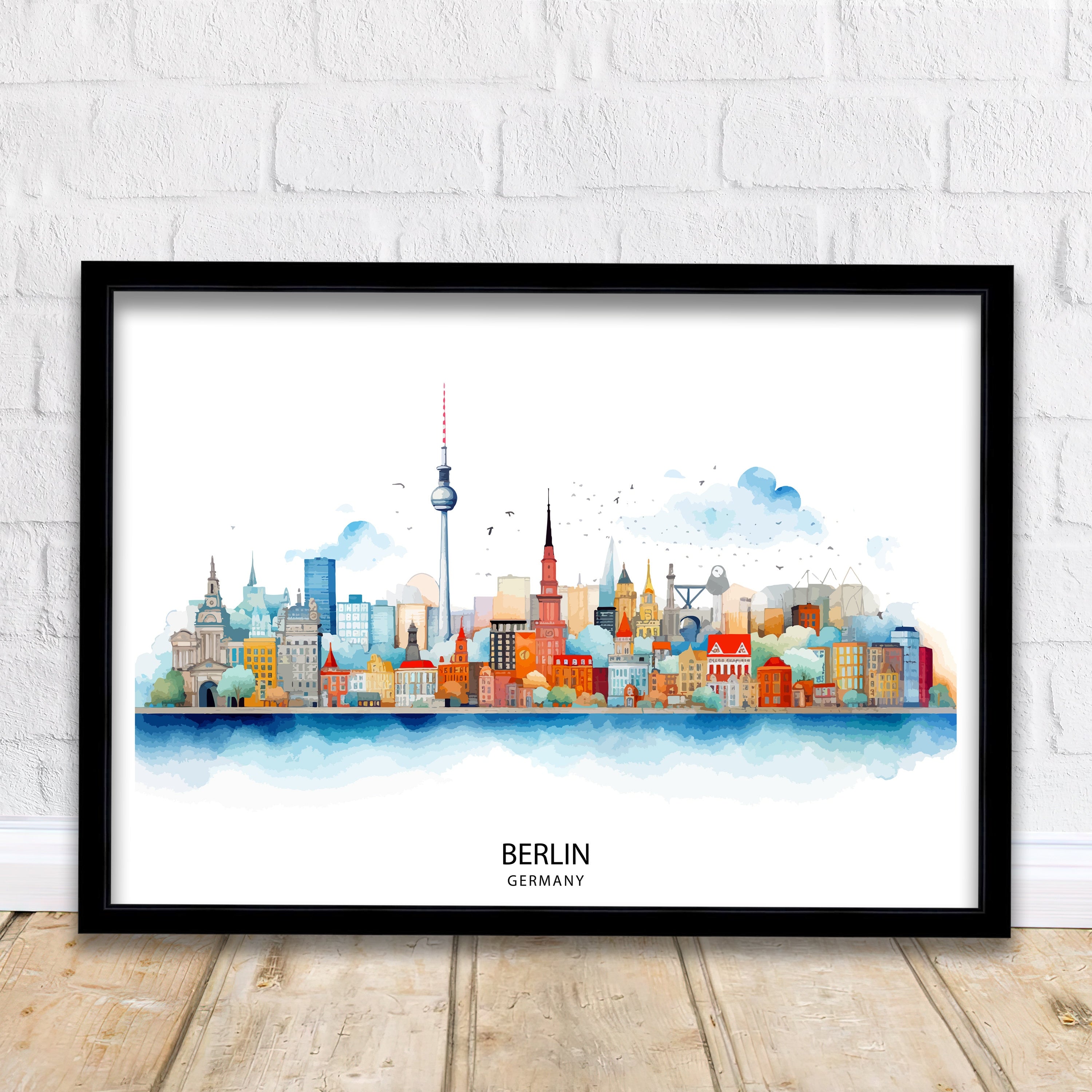Berlin Germany Skyline Print Cityscape Art Architectural Highlights Poster Urban Skyline Wall Decor Capital City Illustration Contemporary