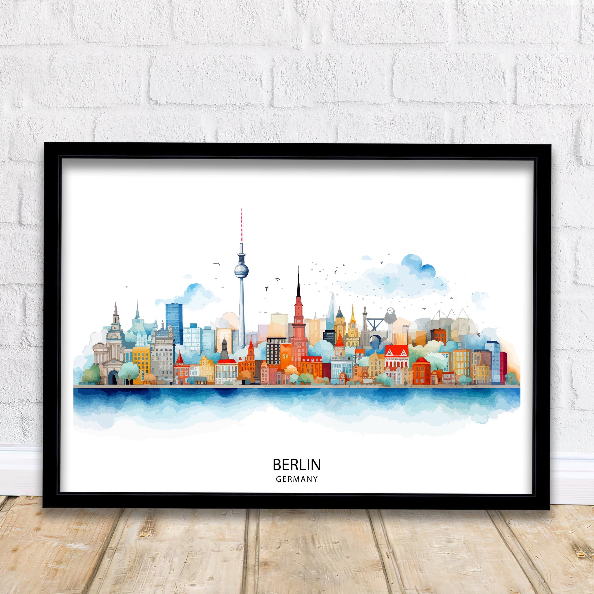 Berlin Germany Skyline Print Cityscape Art Architectural Highlights Poster Urban Skyline Wall Decor Capital City Illustration Contemporary
