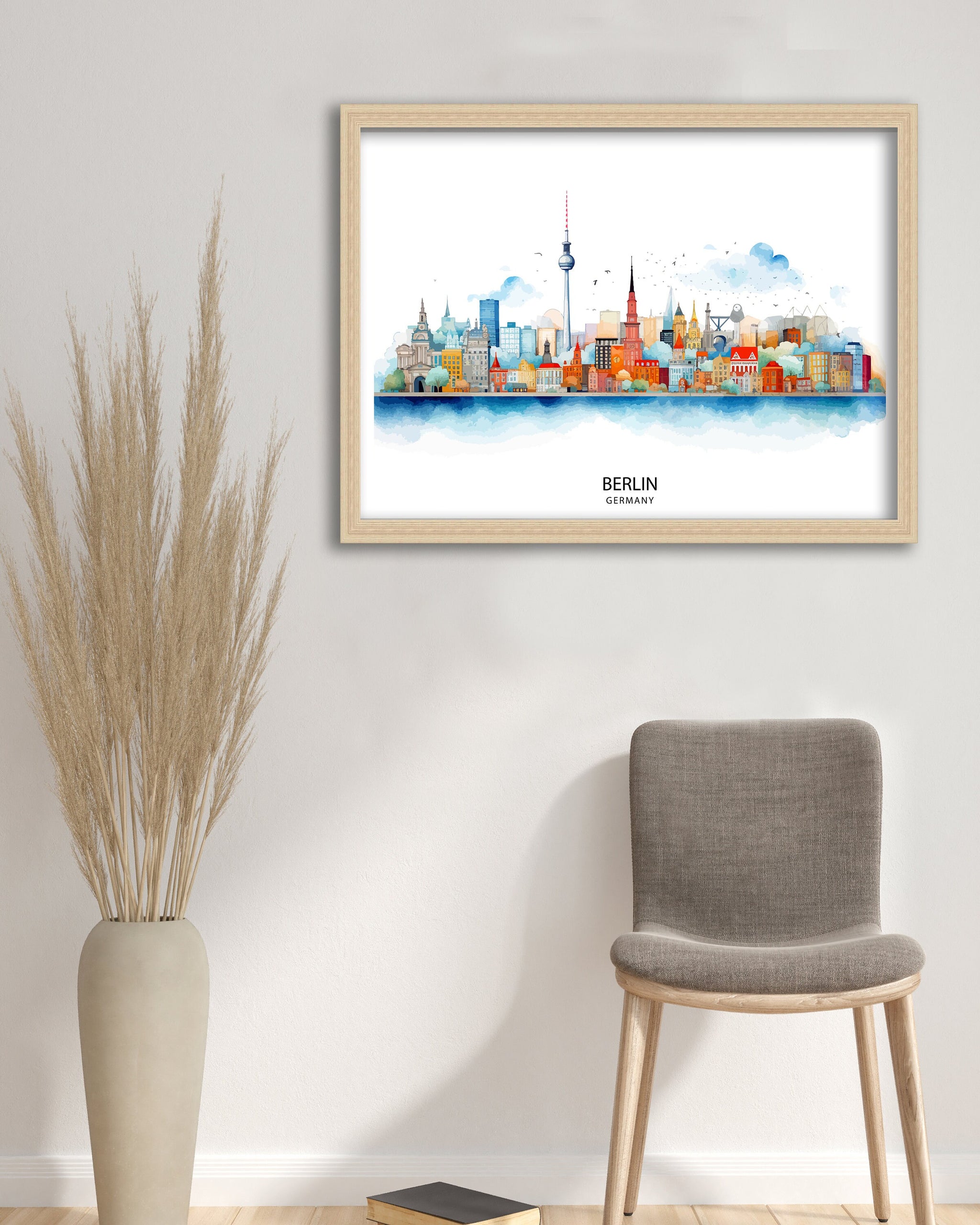Berlin Germany Skyline Print Cityscape Art Architectural Highlights Poster Urban Skyline Wall Decor Capital City Illustration Contemporary