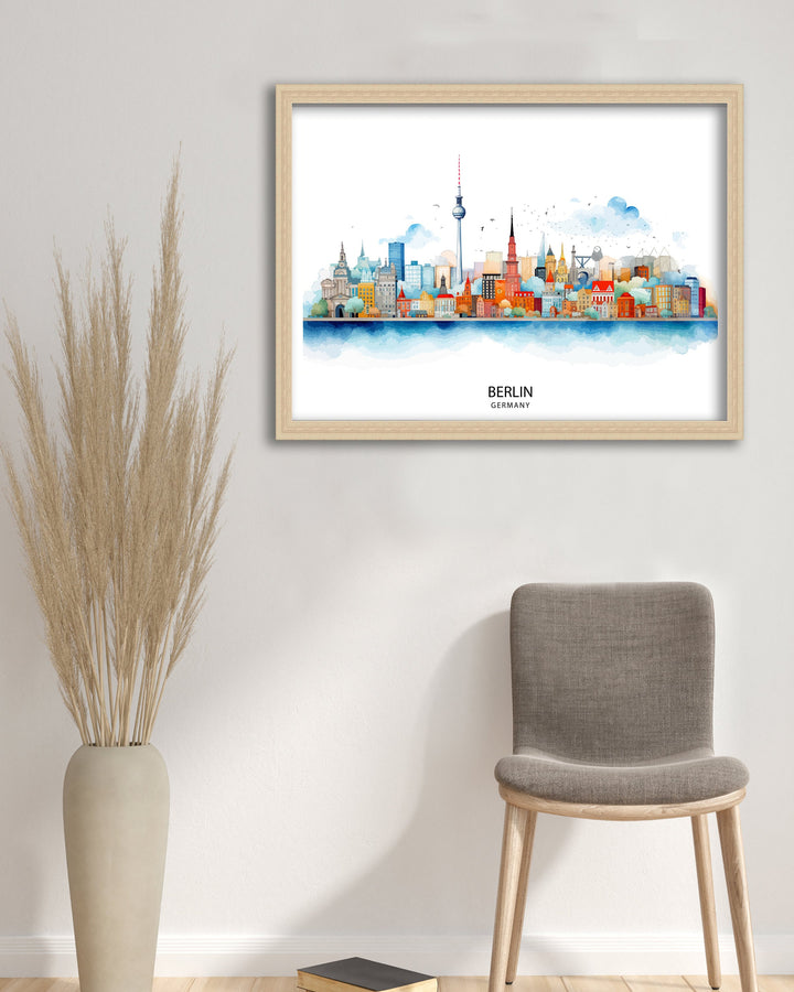 Berlin Germany Skyline Poster Cityscape Art Architectural Highlights Poster Urban Skyline