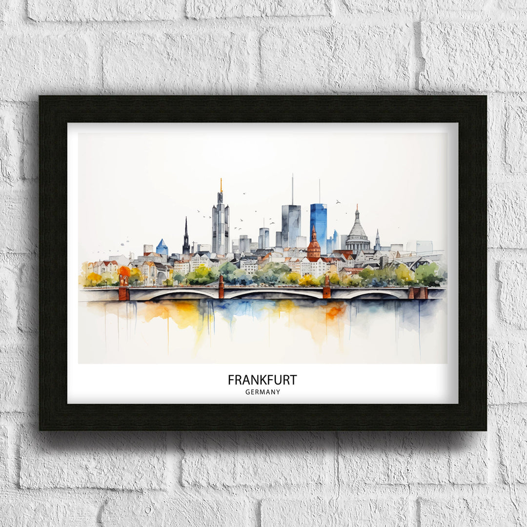 Frankfurt Skyline Germany Poster Modern Cityscape Art Financial District Poster Urban Skyline