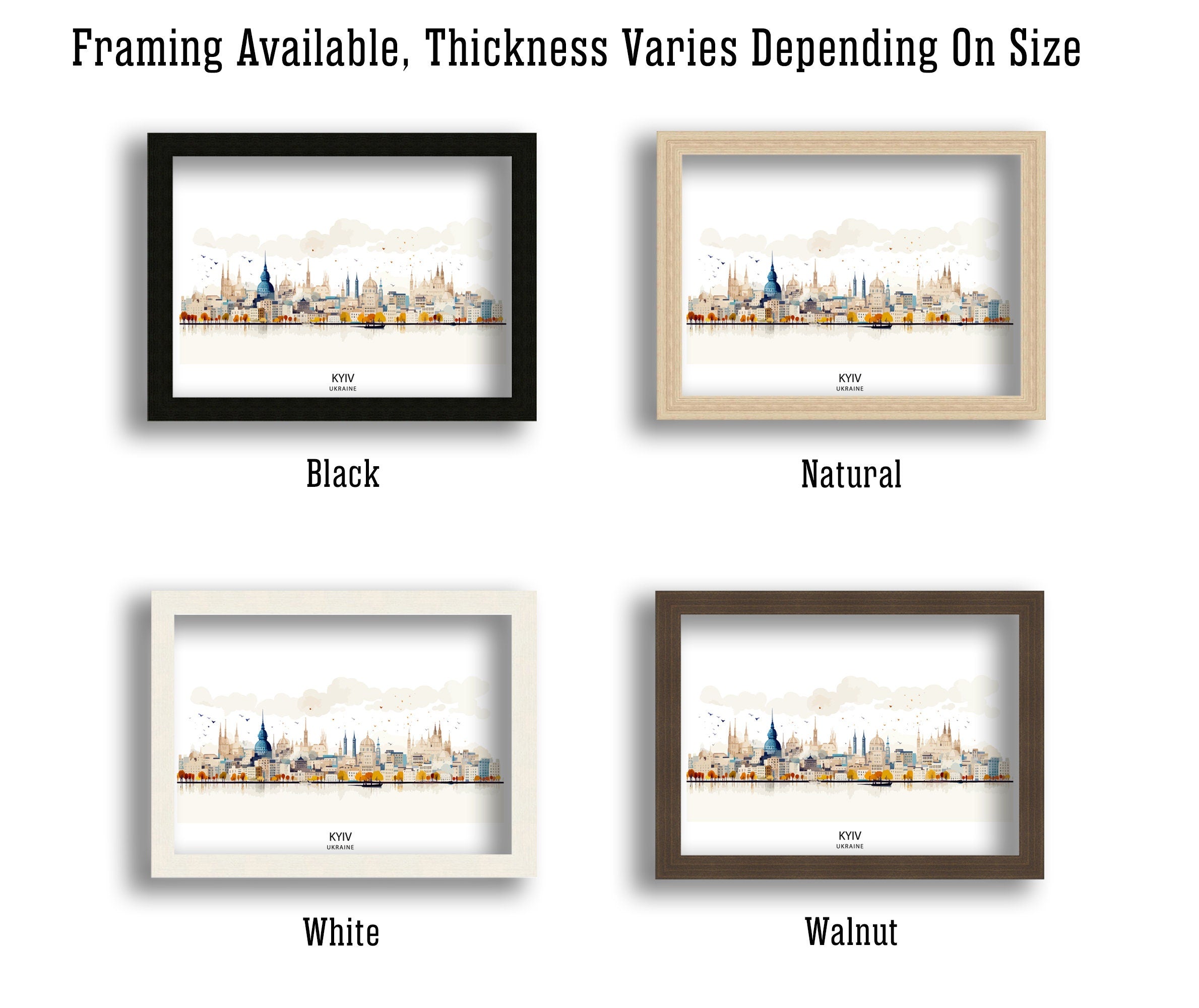 Kyiv Ukraine Skyline Art Print | Watercolor Cityscape Poster