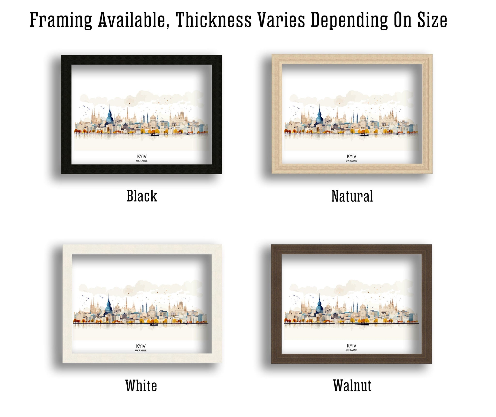 Kyiv Ukraine Skyline Art Print | Watercolor Cityscape Poster