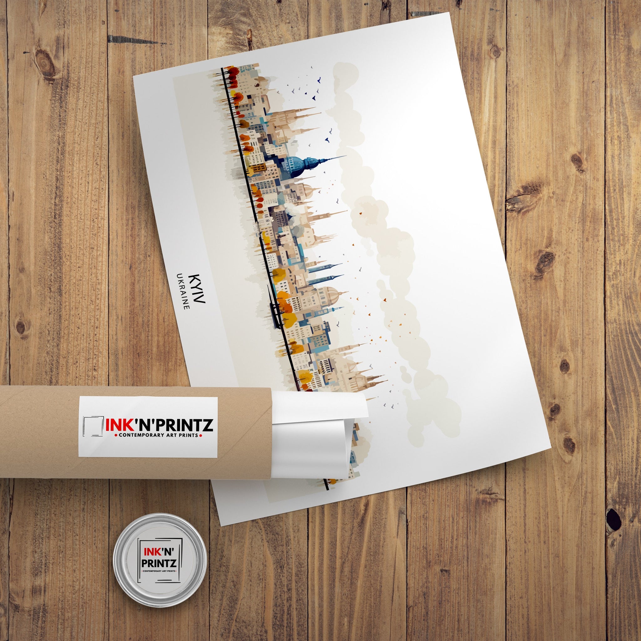 Kyiv Ukraine Skyline Art Print | Watercolor Cityscape Poster
