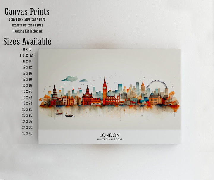 London Skyline Poster Iconic Cityscape Art London Landmarks Poster England Capital