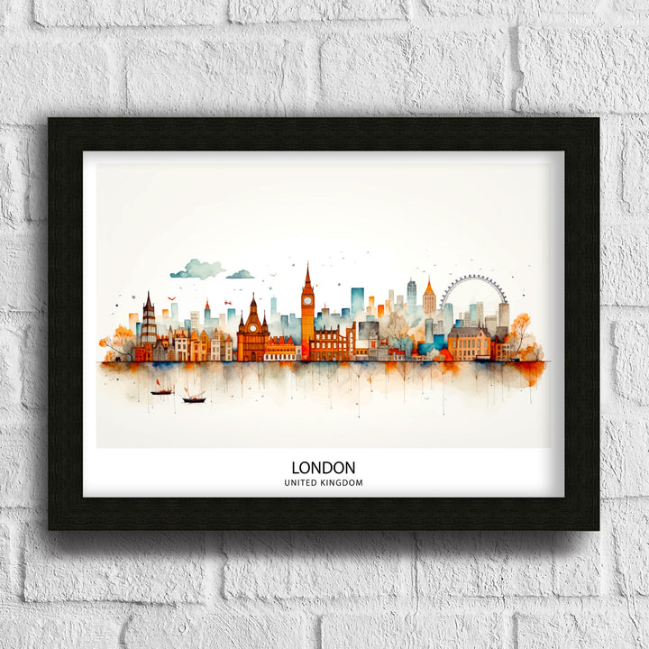 London Skyline Poster Iconic Cityscape Art London Landmarks Poster England Capital