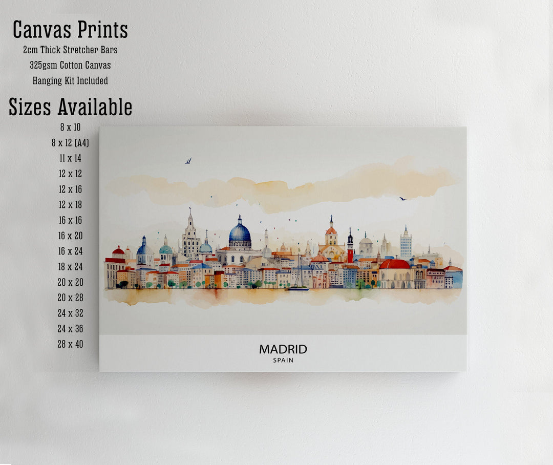 Madrid Skyline Spain Poster Cityscape Art Spanish Capital Poster Urban Landscape