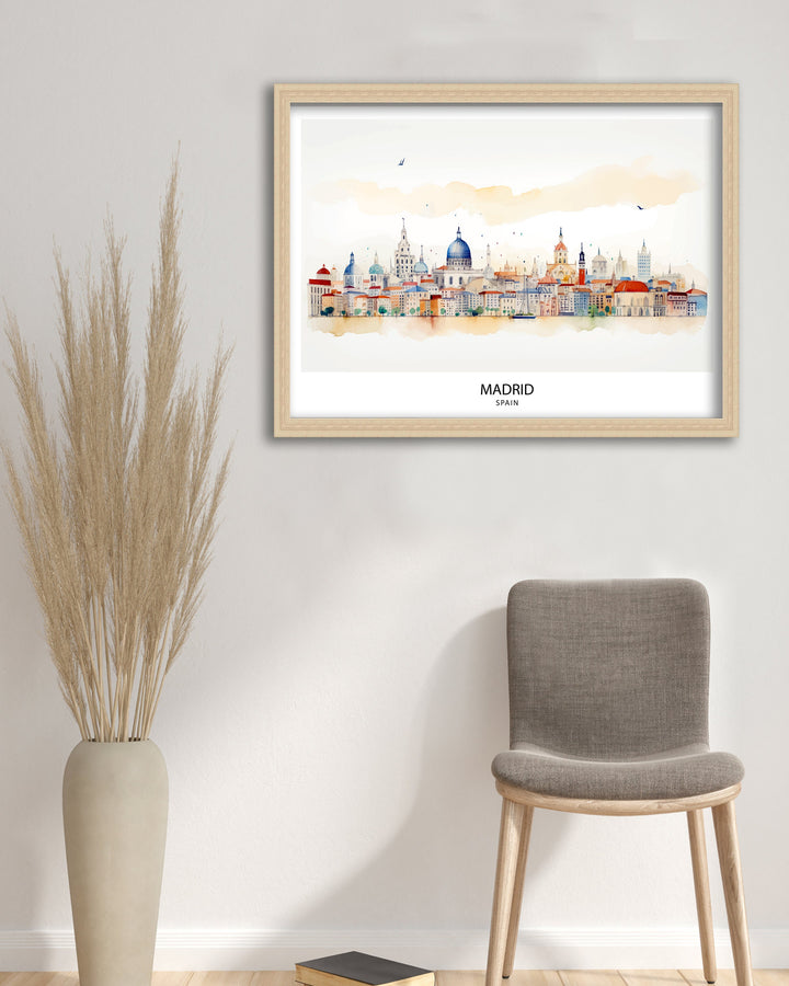 Madrid Skyline Spain Poster Cityscape Art Spanish Capital Poster Urban Landscape