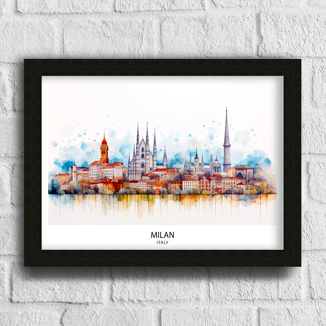 Milan Skyline Italy Poster Cityscape Art Fashion Capital Poster Italian Urban Landscape