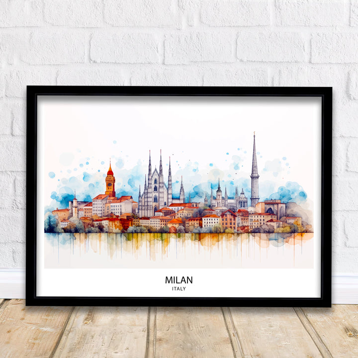 Milan Skyline Italy Poster Cityscape Art Fashion Capital Poster Italian Urban Landscape