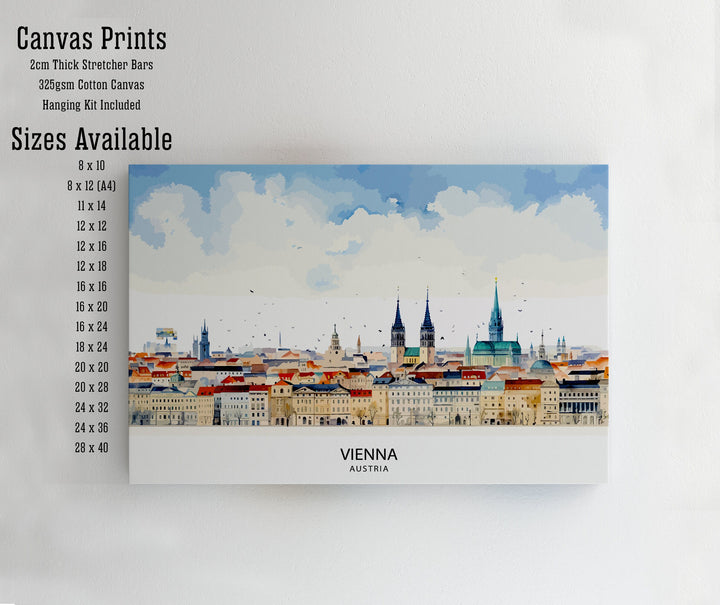 Vienna Skyline Austria Poster Imperial Cityscape Art Danube River Poster Austrian Capital