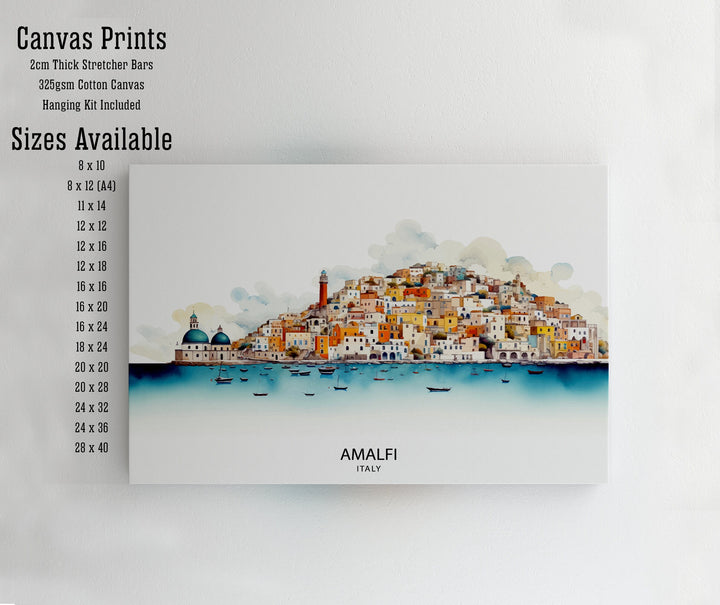 Amalfi Skyline Art Poster Italian Seaside Poster Amalfi Skyline