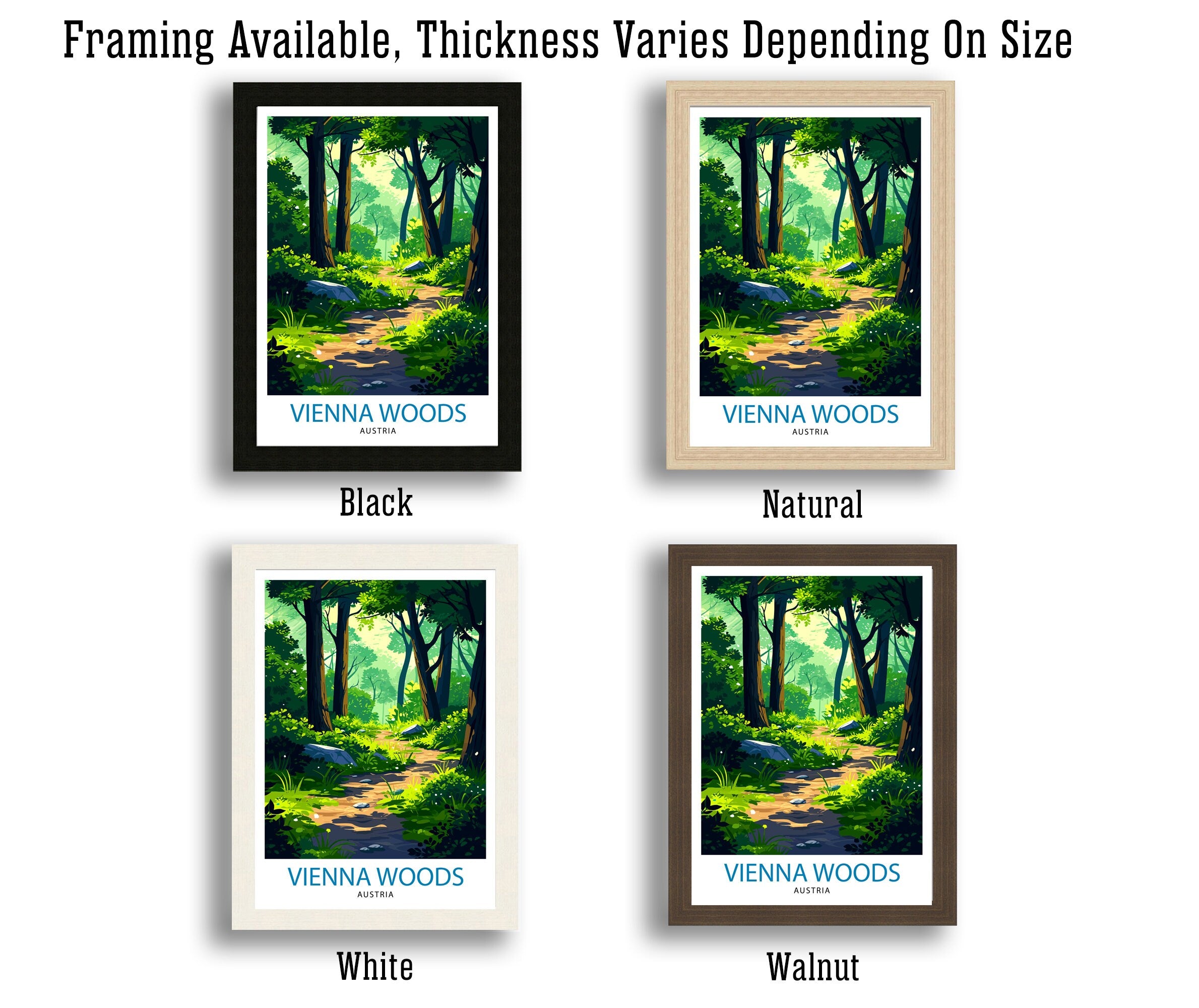 Vienna Woods Austria Print Wienerwald Landscape Art Austrian Forest Poster Nature Reserve Wall Decor Vienna Countryside Illustration