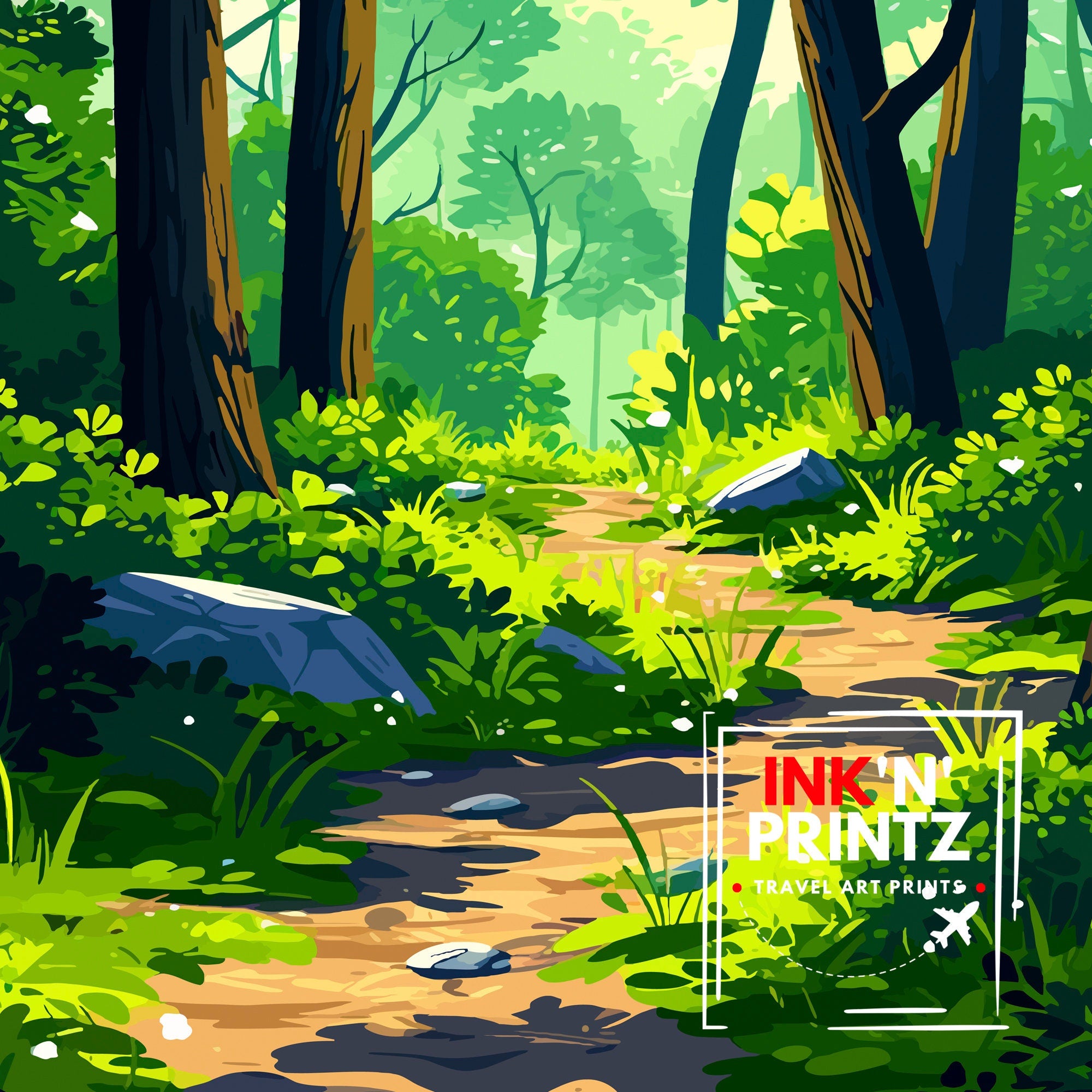 Vienna Woods Austria Print Wienerwald Landscape Art Austrian Forest Poster Nature Reserve Wall Decor Vienna Countryside Illustration