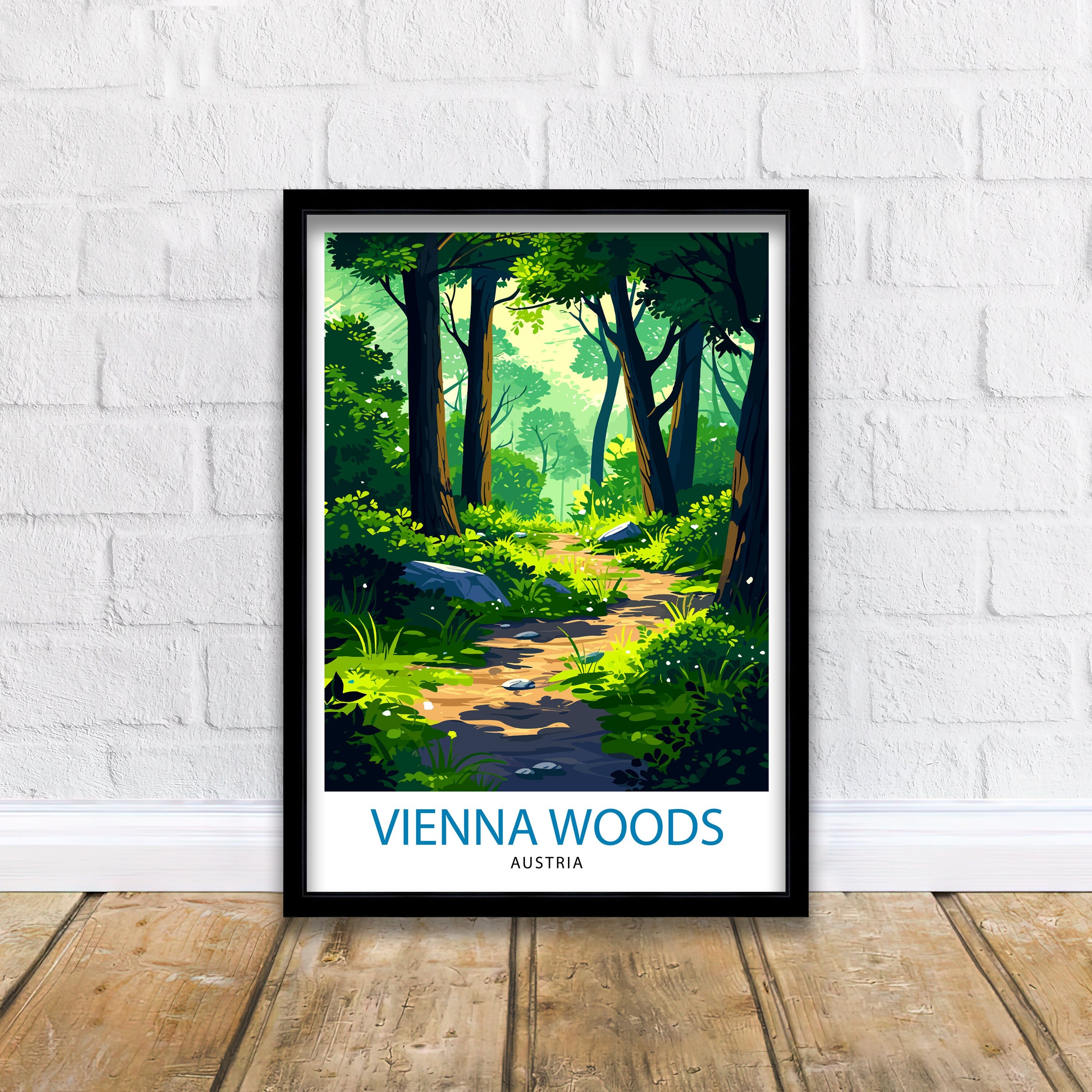 Vienna Woods Austria Print Wienerwald Landscape Art Austrian Forest Poster Nature Reserve Wall Decor Vienna Countryside Illustration