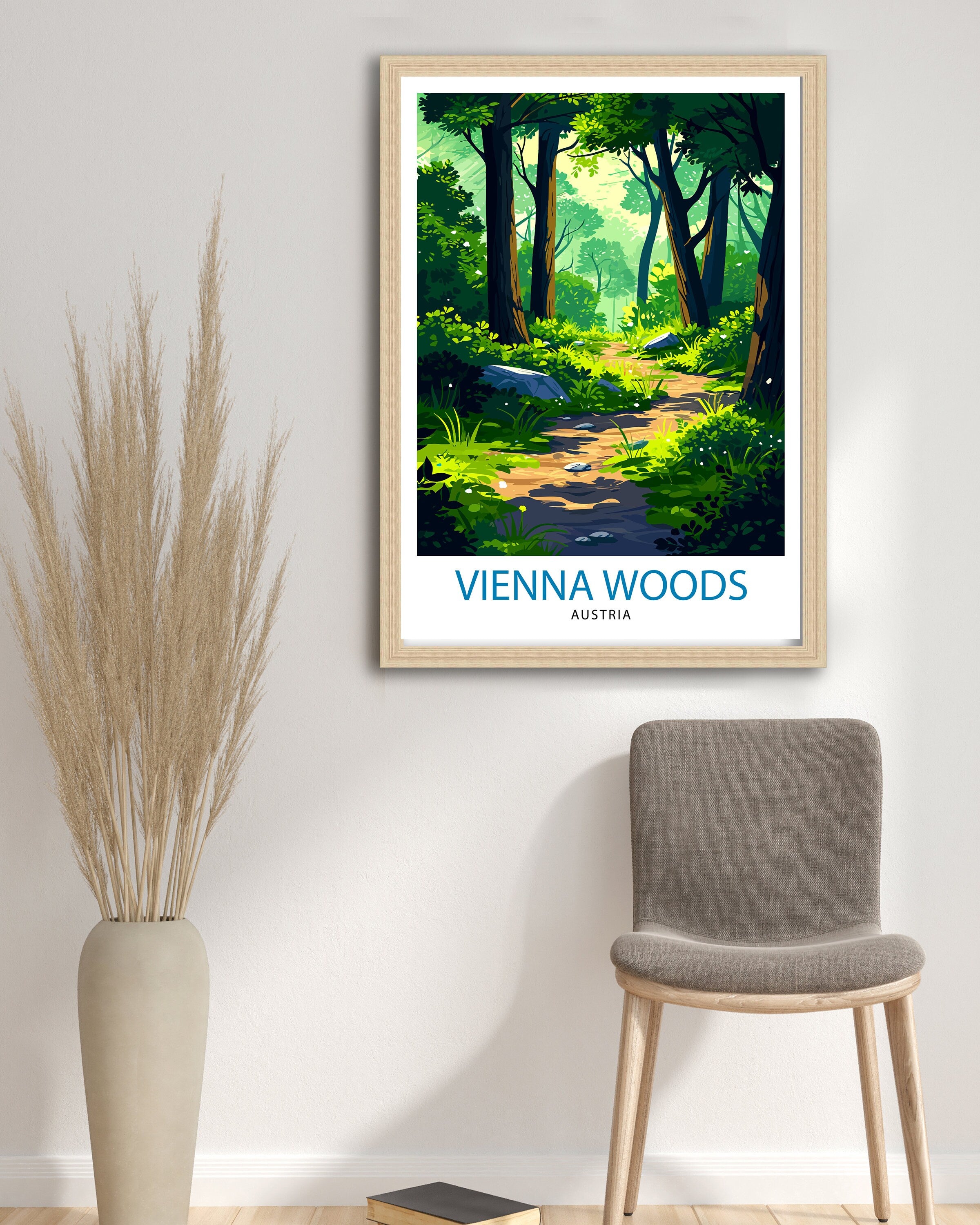 Vienna Woods Austria Print Wienerwald Landscape Art Austrian Forest Poster Nature Reserve Wall Decor Vienna Countryside Illustration