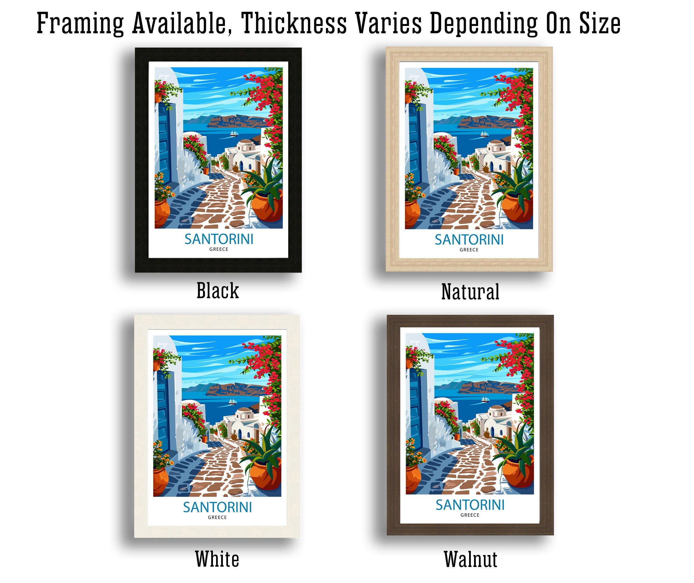 Santorini Greece Travel Print Santorini Wall Decor Santorini Island Poster Greece Travel Prints Santorini Art Print Santorini Illustration