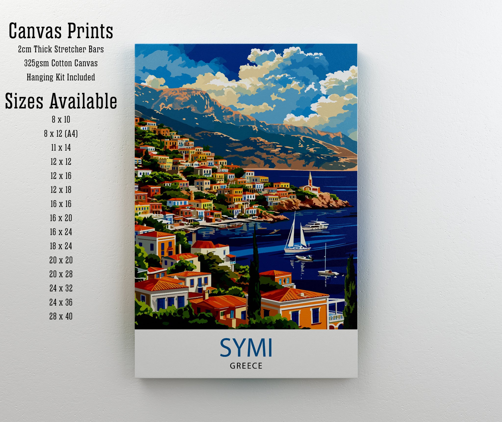 Symi Greece Travel Print Symi Island Wall Decor Greek Island Poster Greece Travel Prints Symi Art Print Symi Illustration Symi Wall