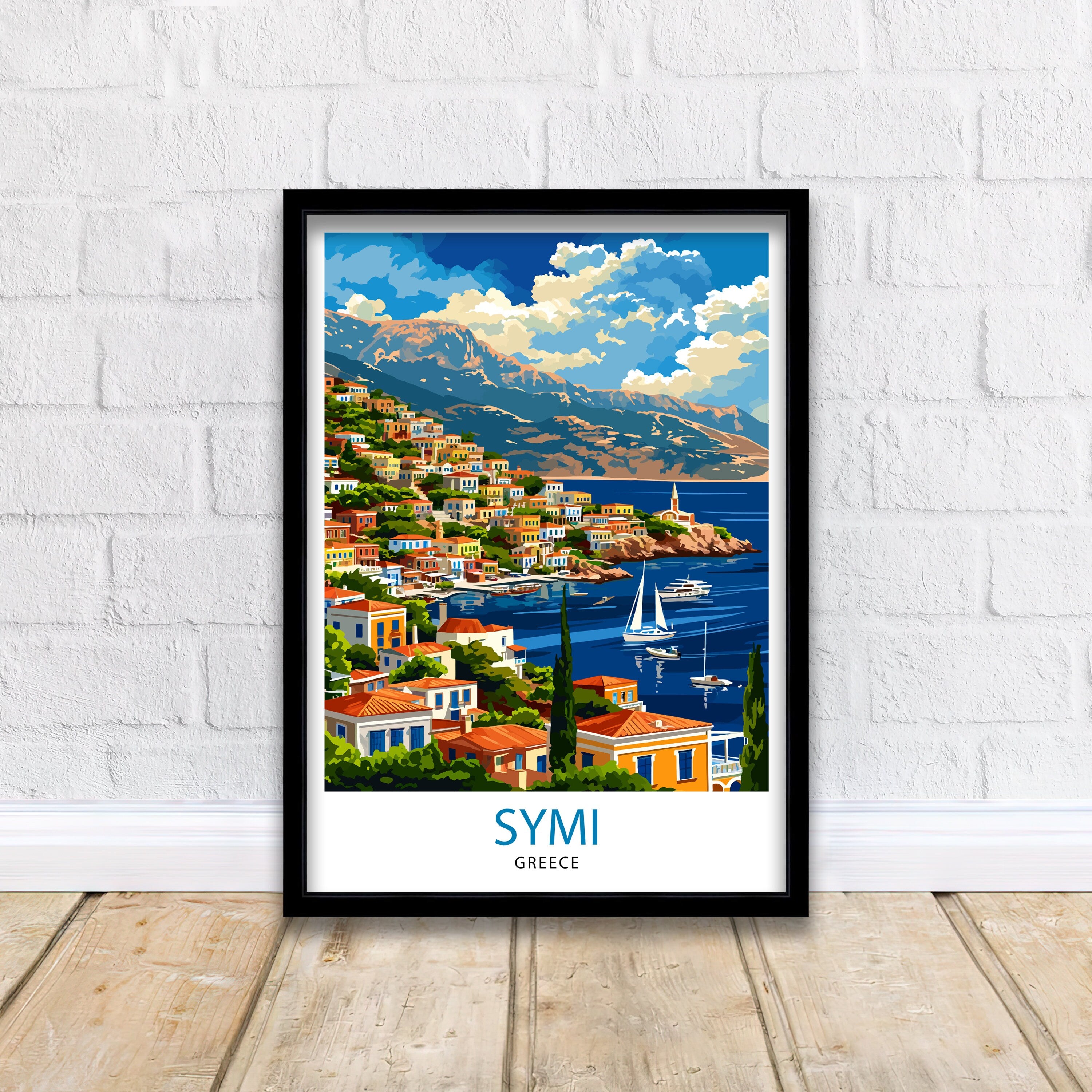 Symi Greece Travel Print Symi Island Wall Decor Greek Island Poster Greece Travel Prints Symi Art Print Symi Illustration Symi Wall