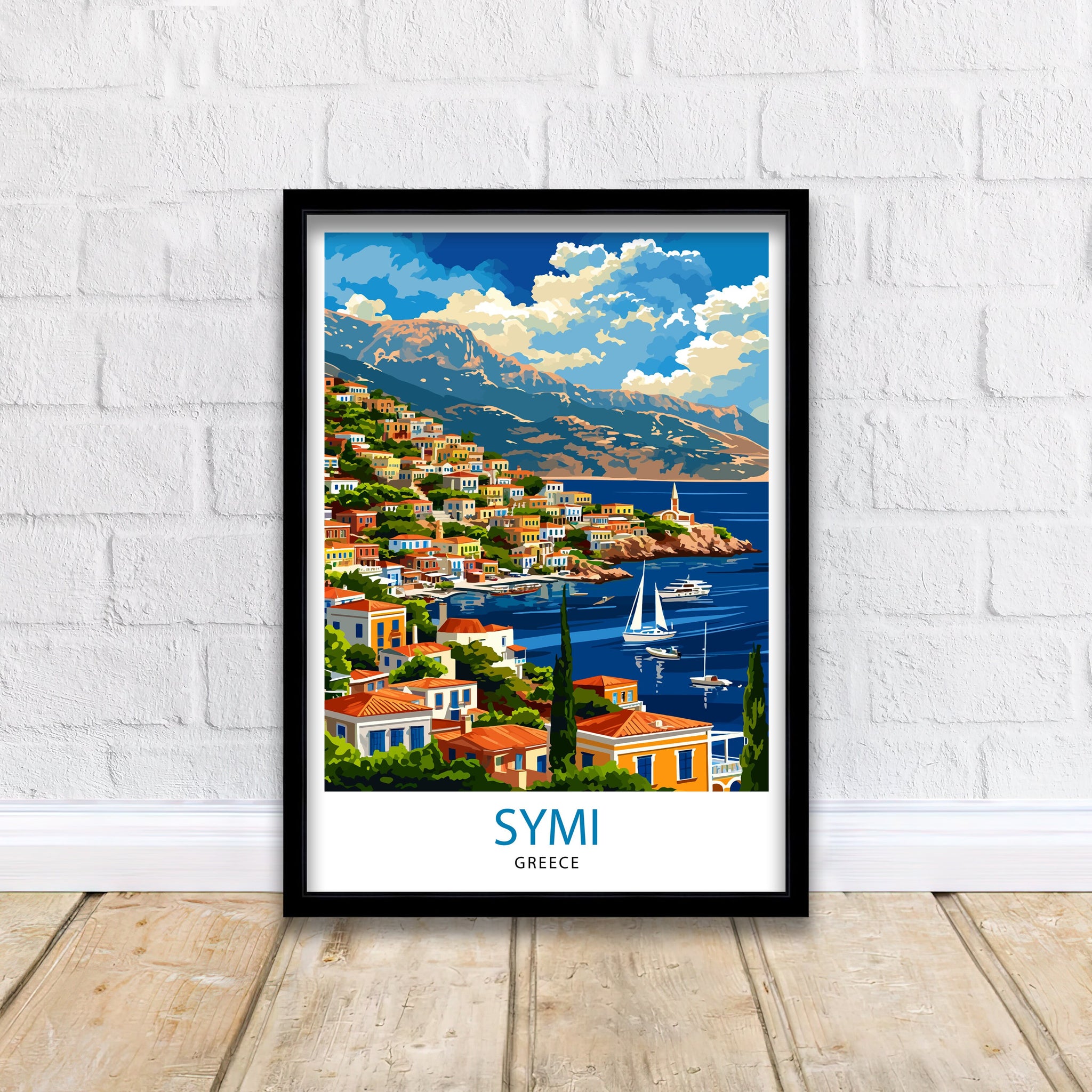 Symi Greece Travel Print Symi Island Wall Decor Greek Island Poster Greece Travel Prints Symi Art Print Symi Illustration Symi Wall